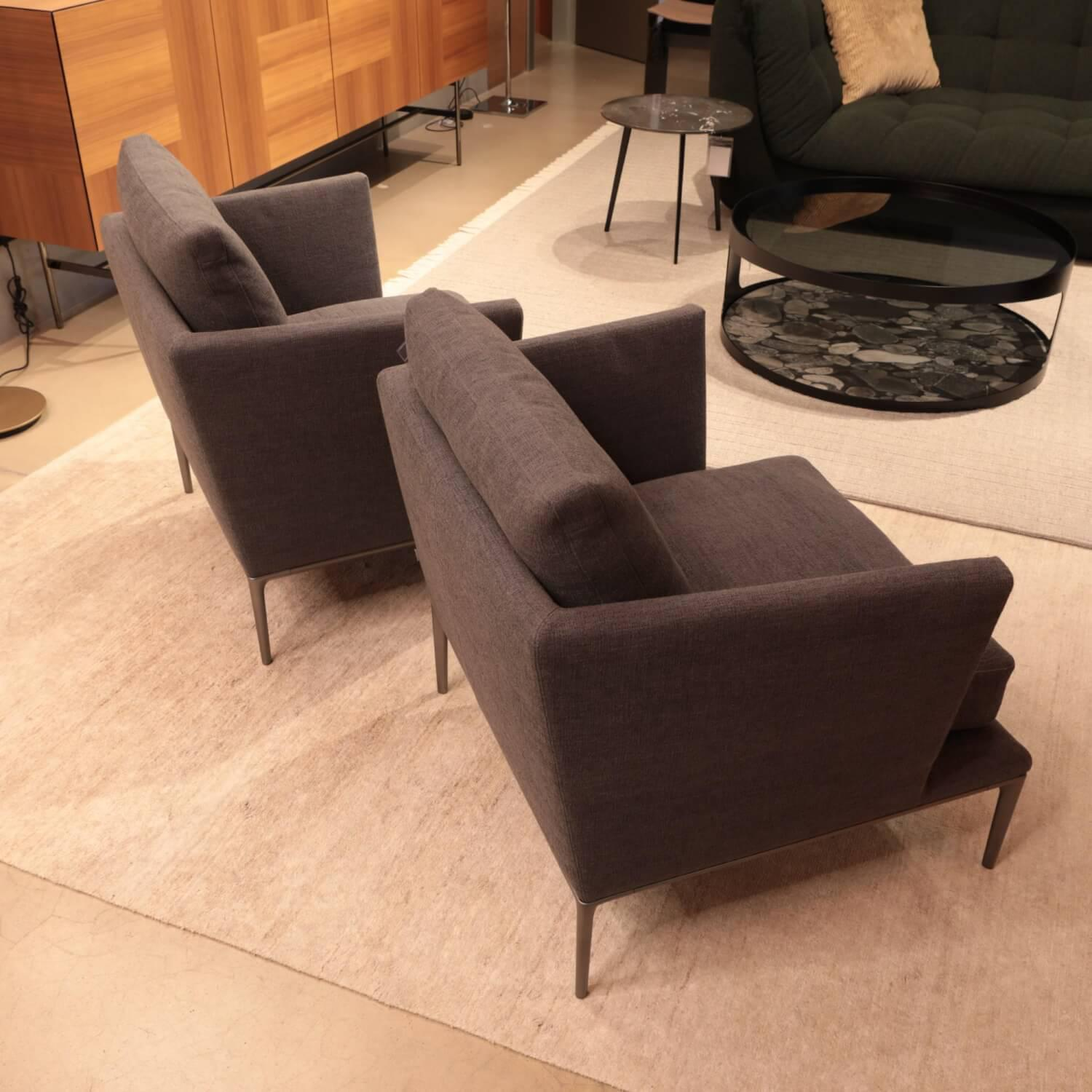 B&B Italia - 2er Set Sessel Atoll AT84 Stoff Sara Anthrazit 2625153 Gestell Hartzinn Lackiert 0259V - 4