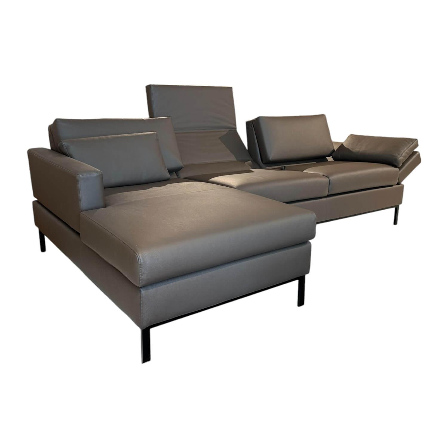 Brühl - Ecksofa Tomo Compact Leder Unit 5432 29 Braun Gestell Metall Schwarz Pulverbeschichtet Mit Verstellbarer Lehne - 1