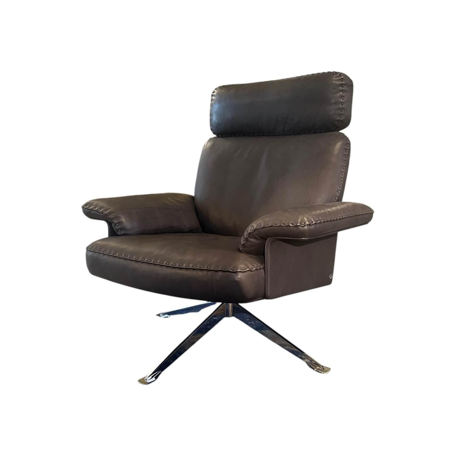 De Sede - Drehsessel DS 31 311 Leder Naturale Espresso Braun 5 Sternfuß Stahl Verchromt - 1