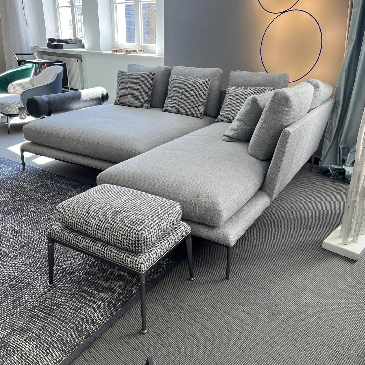 B&B Italia - Corner sofa Atoll fabric Esopo 151 Extra frame pewter lacquered with ottoman Mirto - 7