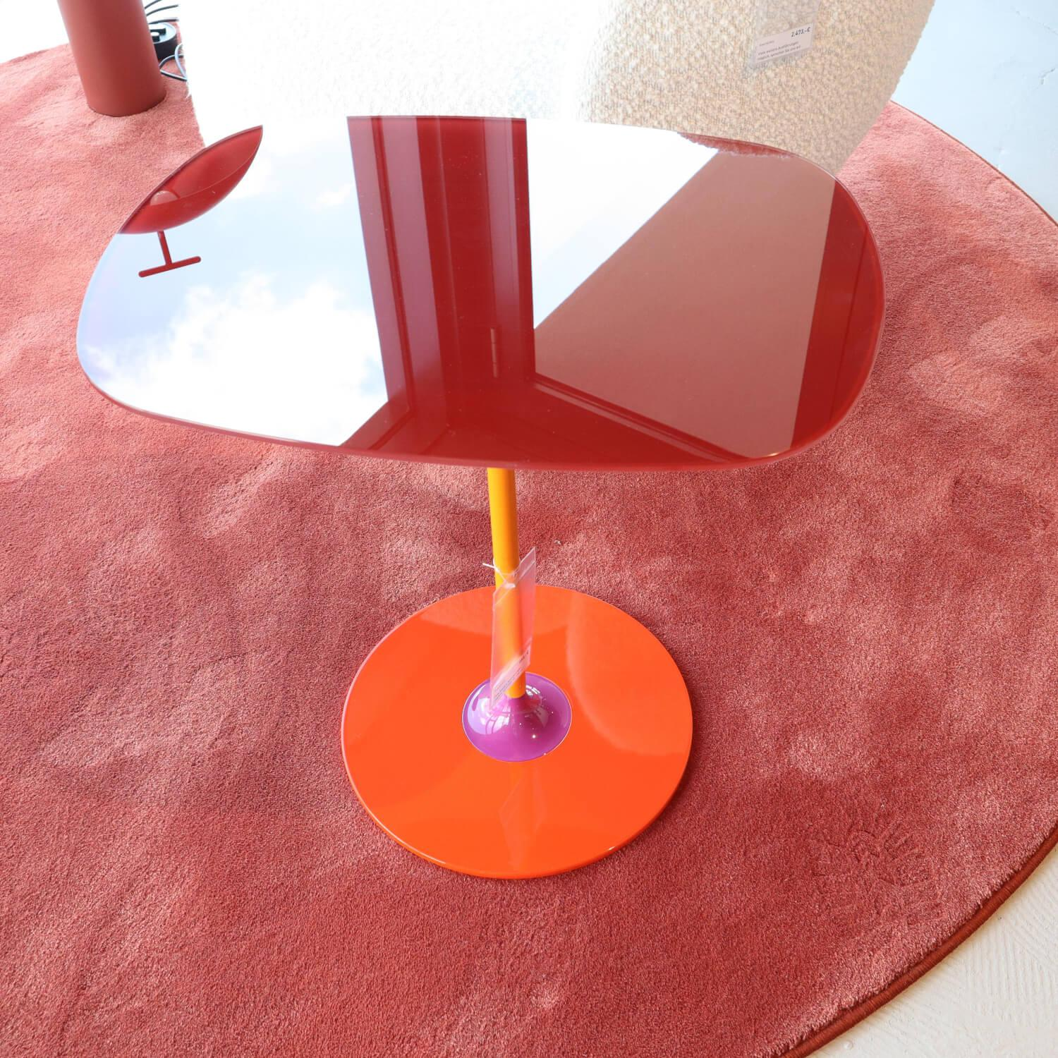 Kartell - Sessel Lunam Bezug Stoff Curly Weiß Inklusive Beistelltisch Thierry Bordeaux Rot Und Stehlampe Geen A Ziegelrot - 10