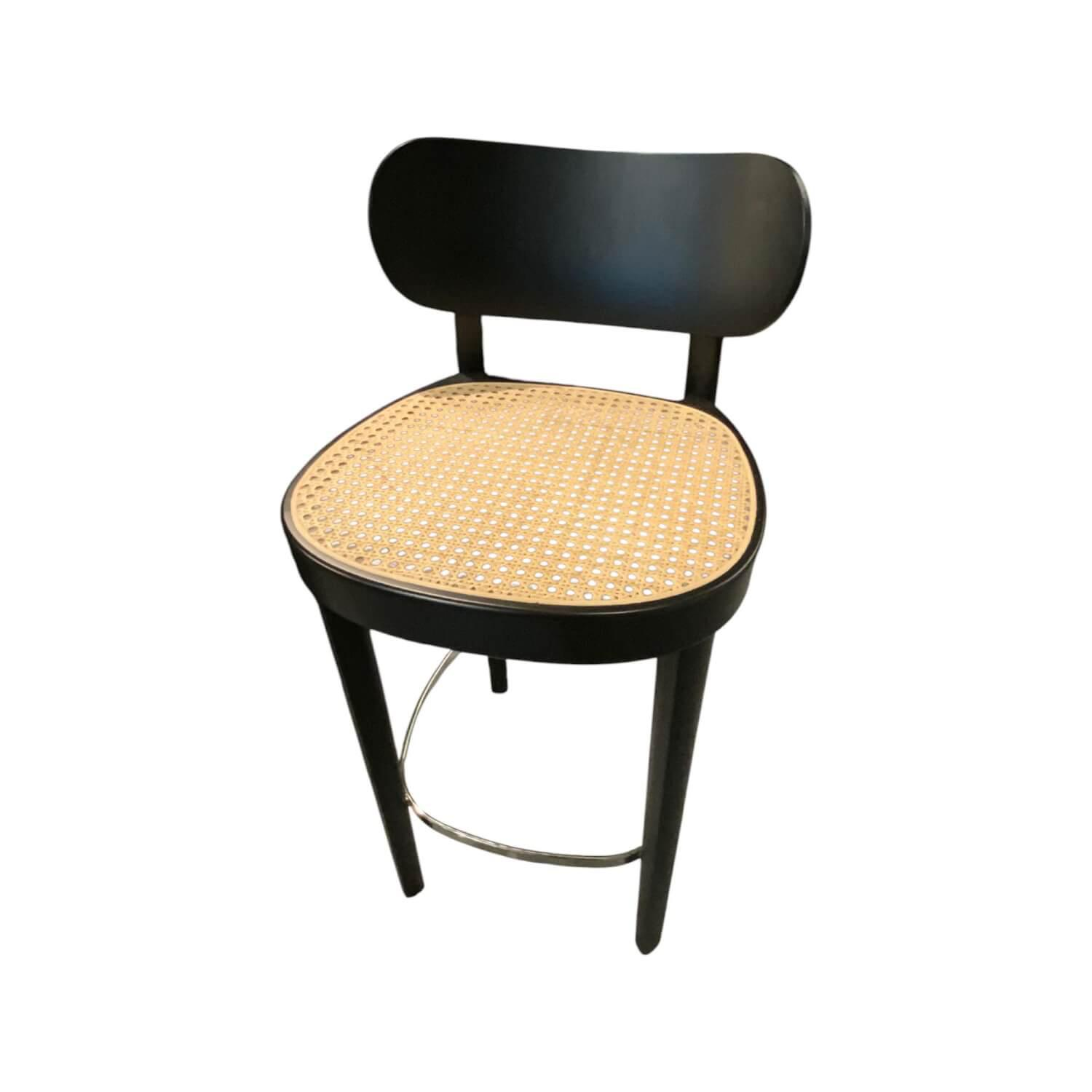 Thonet - Barhocker Gestell Mattlack Schwarz Geflecht Mit Stützgewebe - 1
