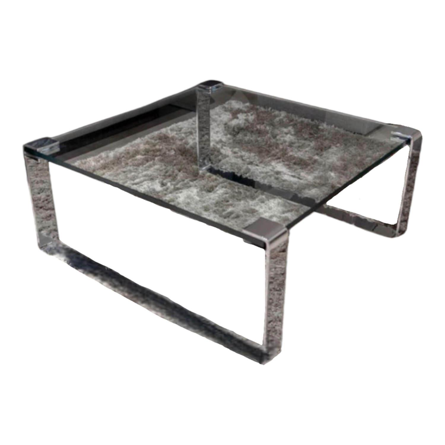 Draenert - Clubtisch Klassik Platte Klarglas Kufen Hochglanz-Chrom - 1