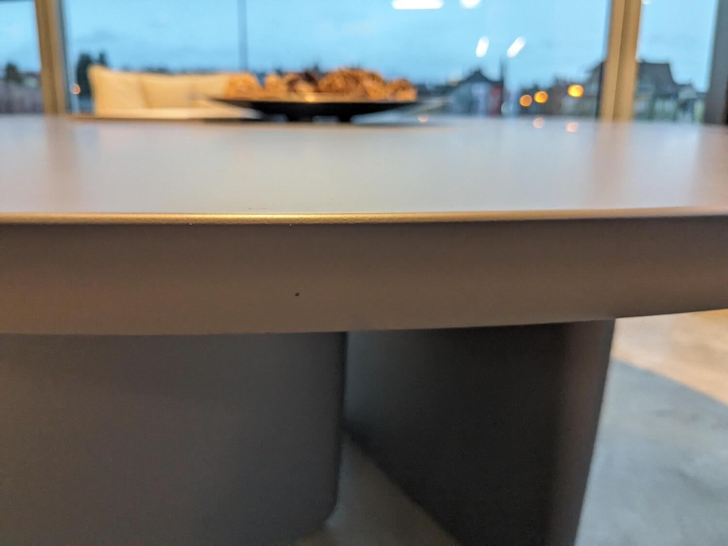 Esstisch Tobi Tischplatte MDF Lack Stahlgrau Satiniert