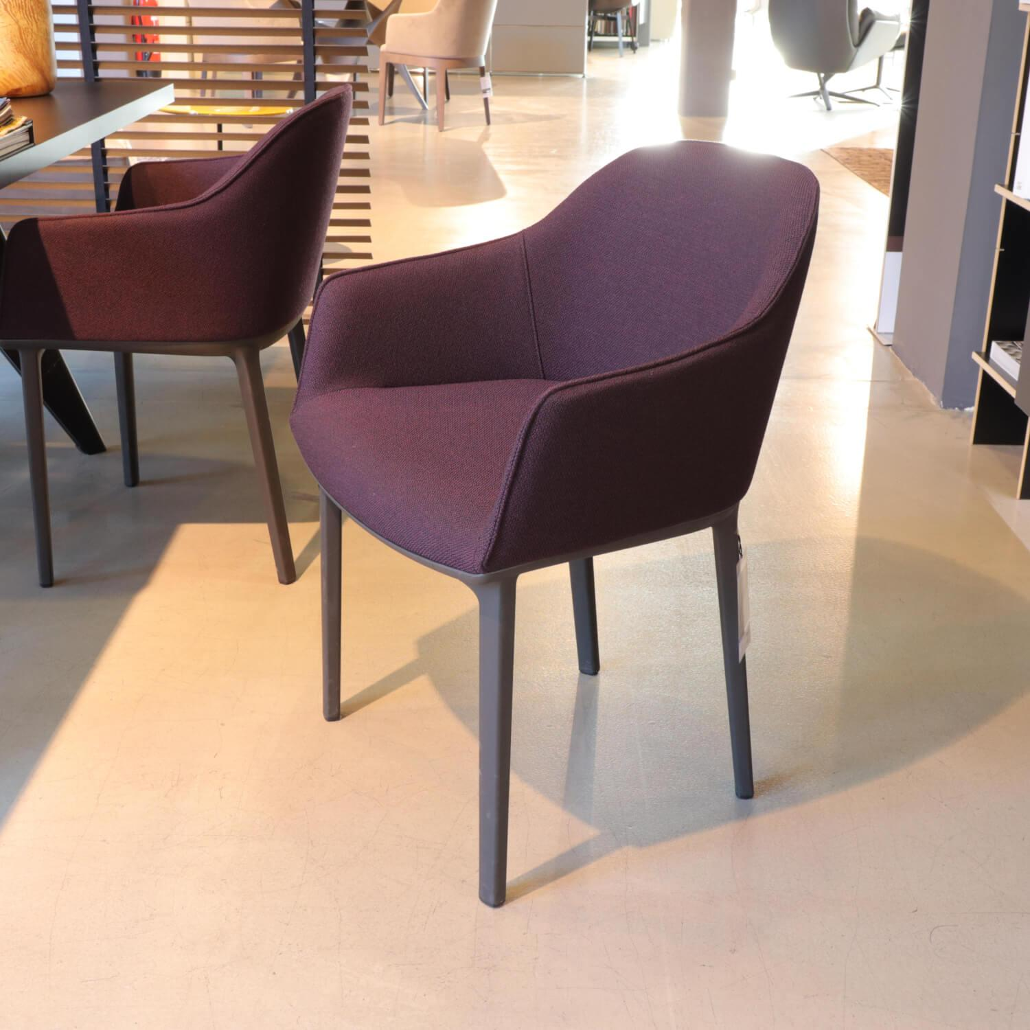 Vitra - 4-er Set Sofstshell Chair Stoff Credo Aubergine Gestell Dunkelbraun - 7