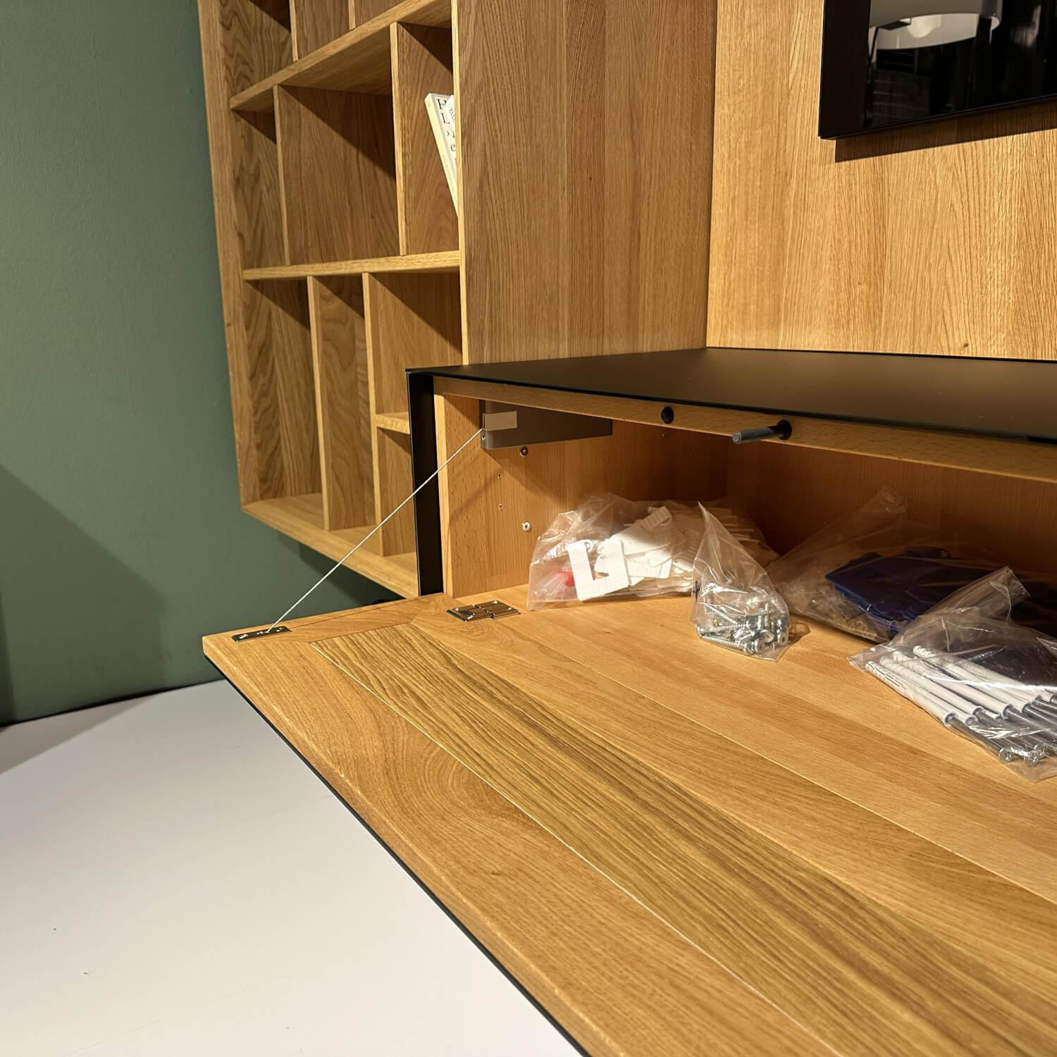 Team 7 - Wohnwand Cubus Holz Eiche Naturöl Glas Farbglas Weiß Matt - 12