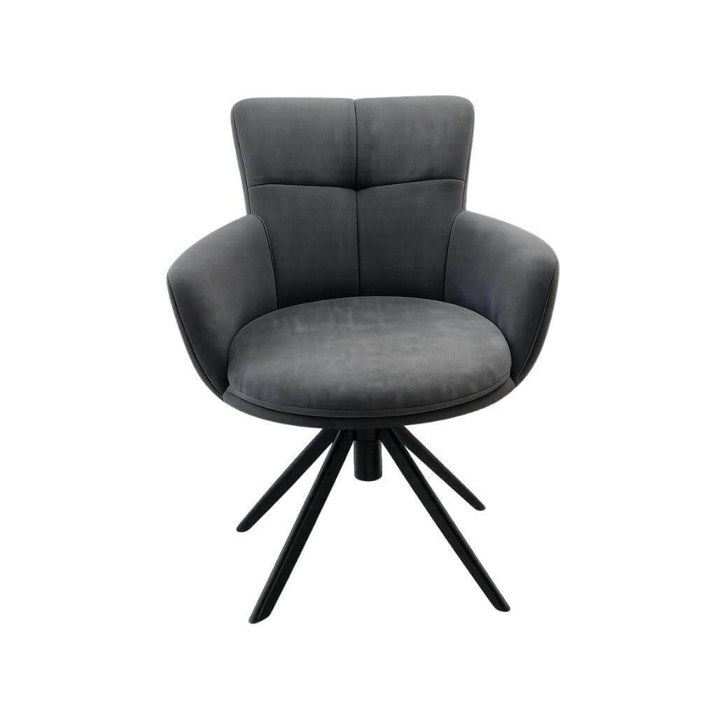 MCA Furniture - Armlehnstuhl Mecana Stoff Chenilleoptik Anthrazit Gestell Metall Schwarz (5 Stk. Verfügbar) Matt Drehbar - 1