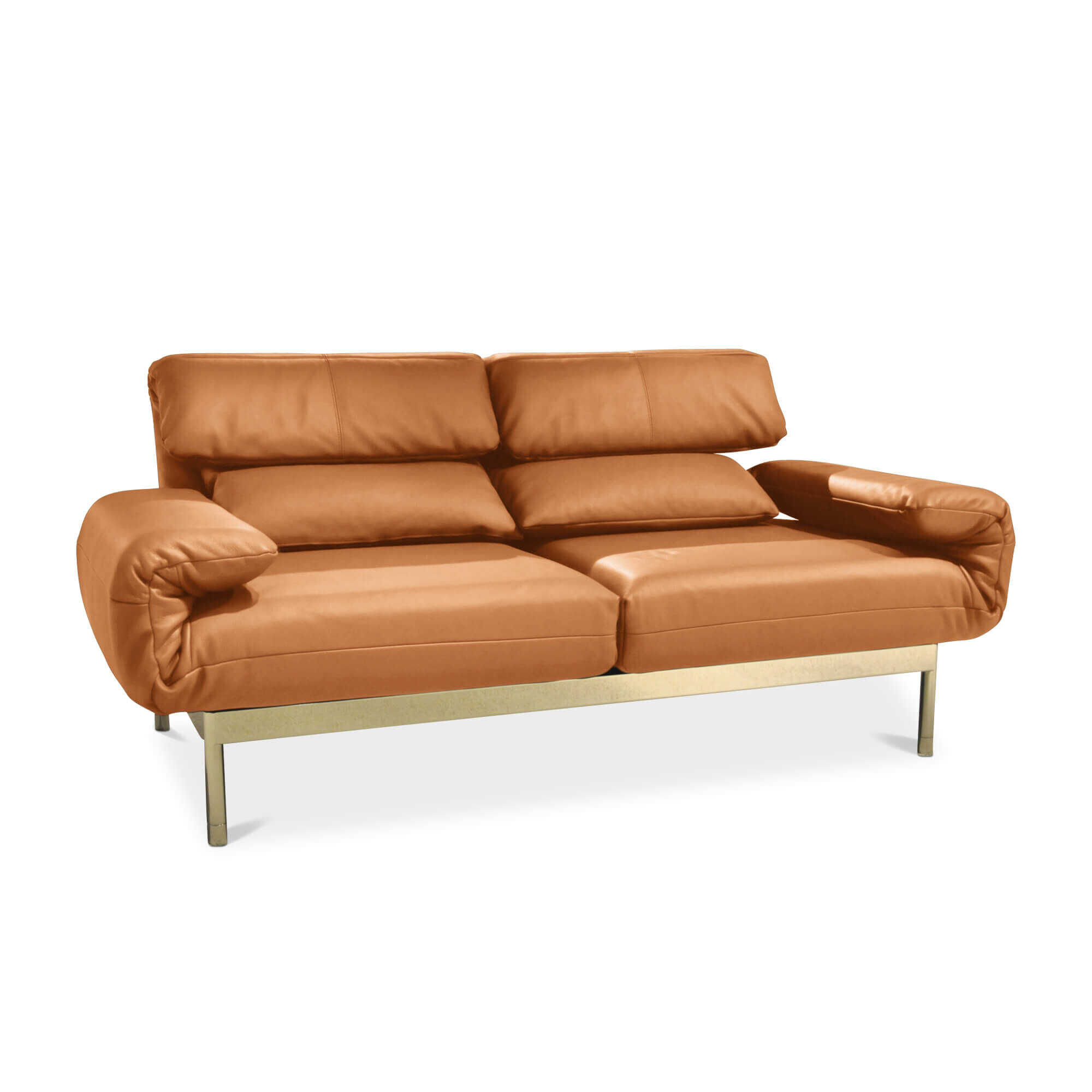 Rolf Benz - Sofa Plura Leder Orange  Liegerücken - 1