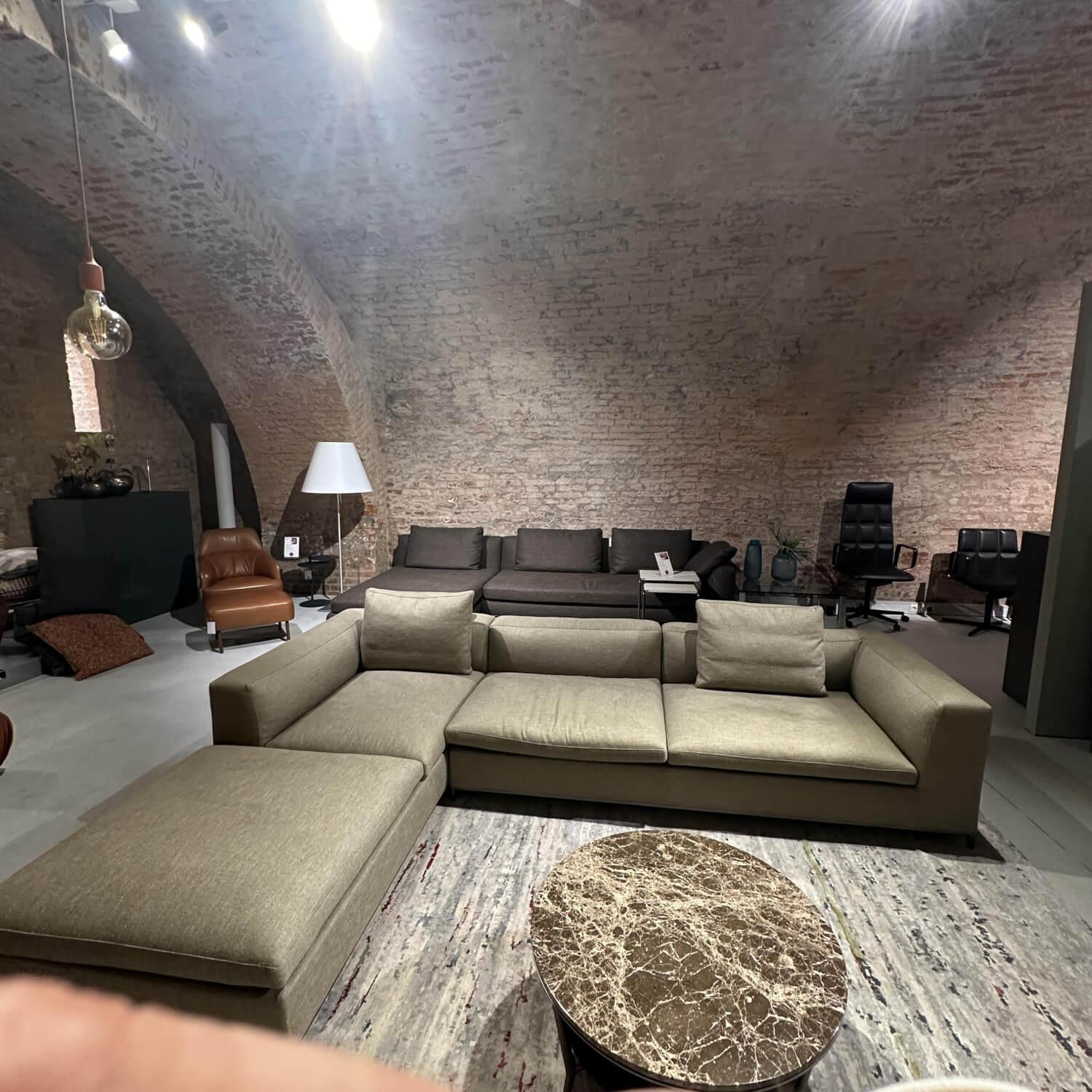 B&B Italia - Ecksofa Michel Club Stoff Sapri Beola Super 2480112 Grau Gestell Nickel Bronzefarben Mit Rückenkissen - 8