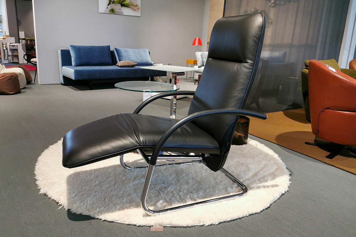 Franz Fertig - Relaxsessel Fino Leder 6405 Nero Schwarz Gestell Chrom Glänzend - 7