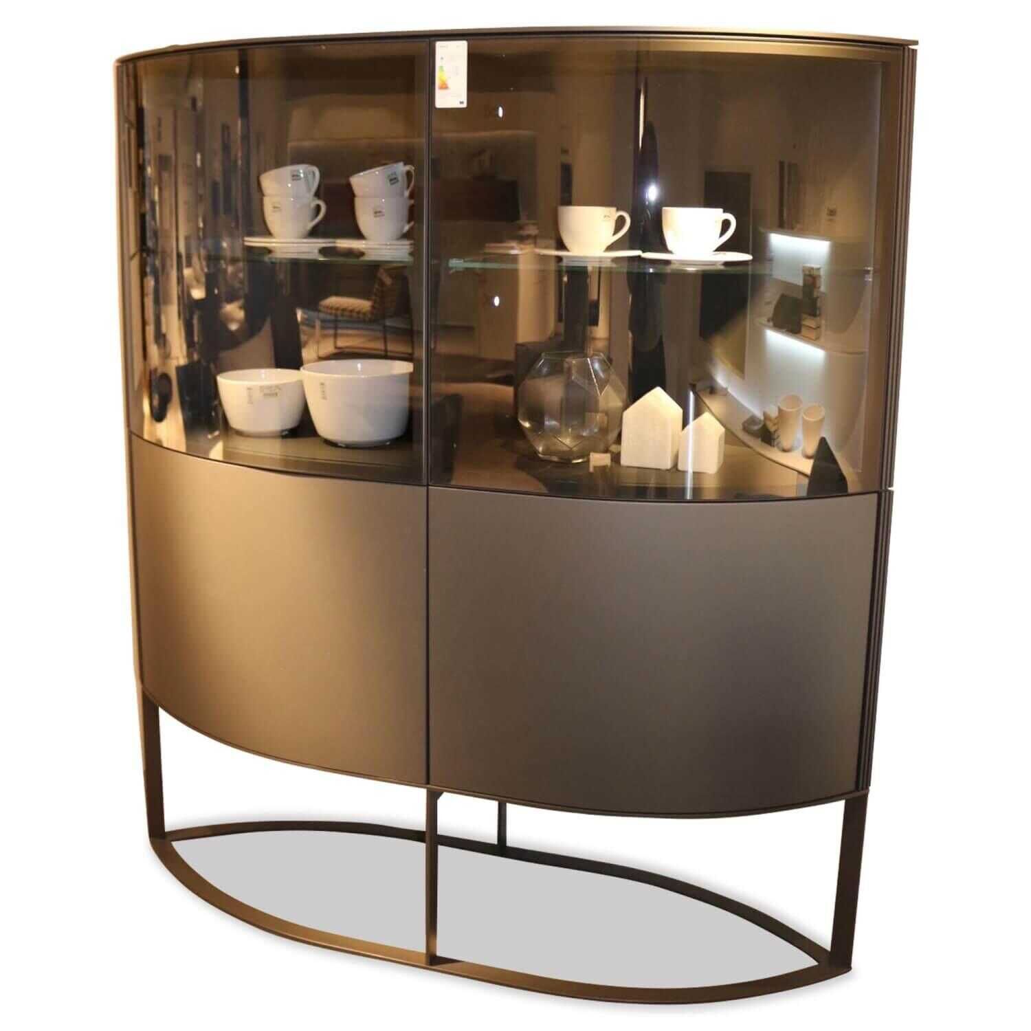 Hülsta - Highboard Navis Geschwungenes Glas Strukturlack Anthrazit - 1
