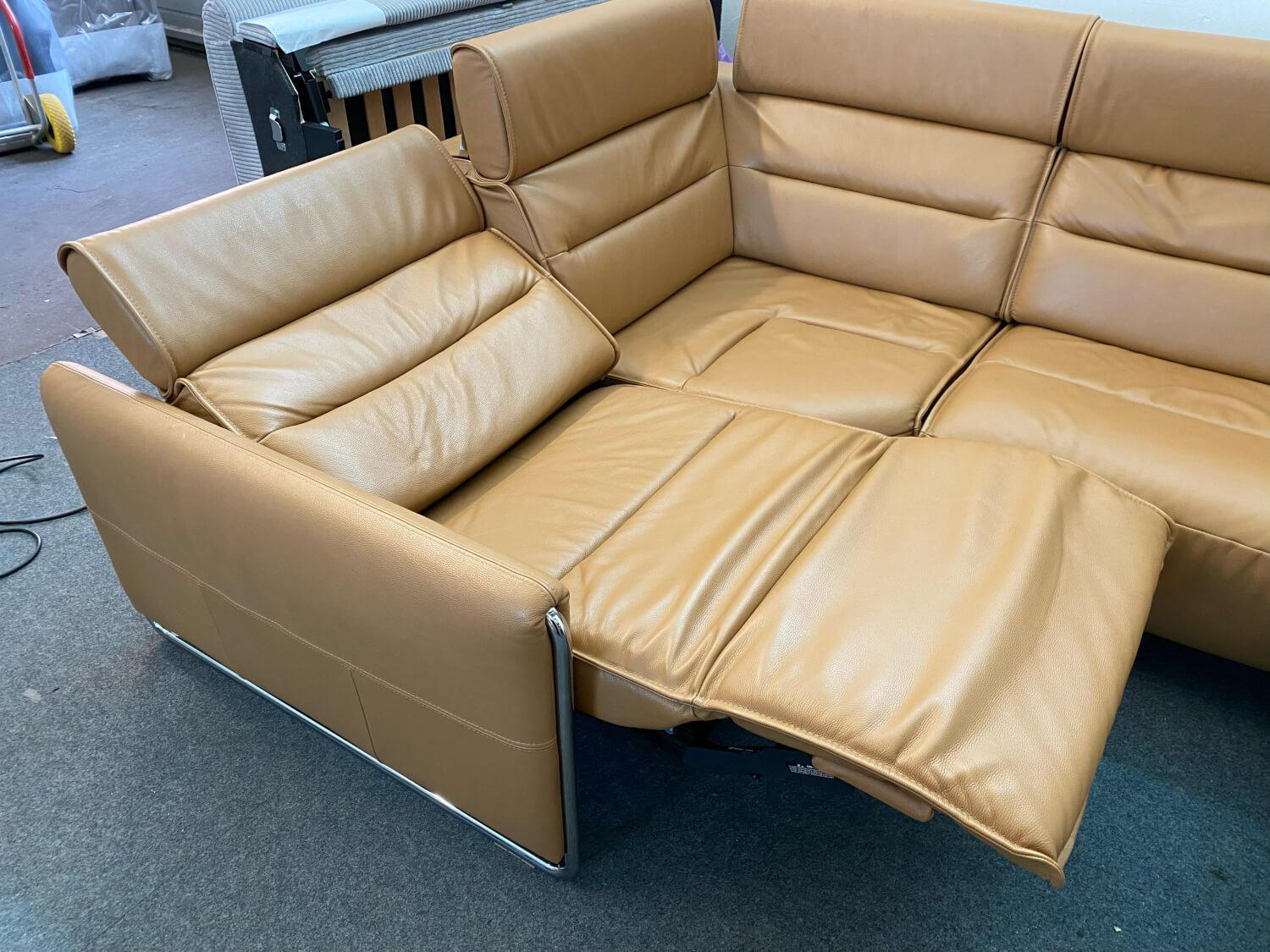 Stressless - Ecksofa Modell Emily iLeder Cori Farbe Caramel Metall Armlehne Chrom mit Power Funktionen - 4