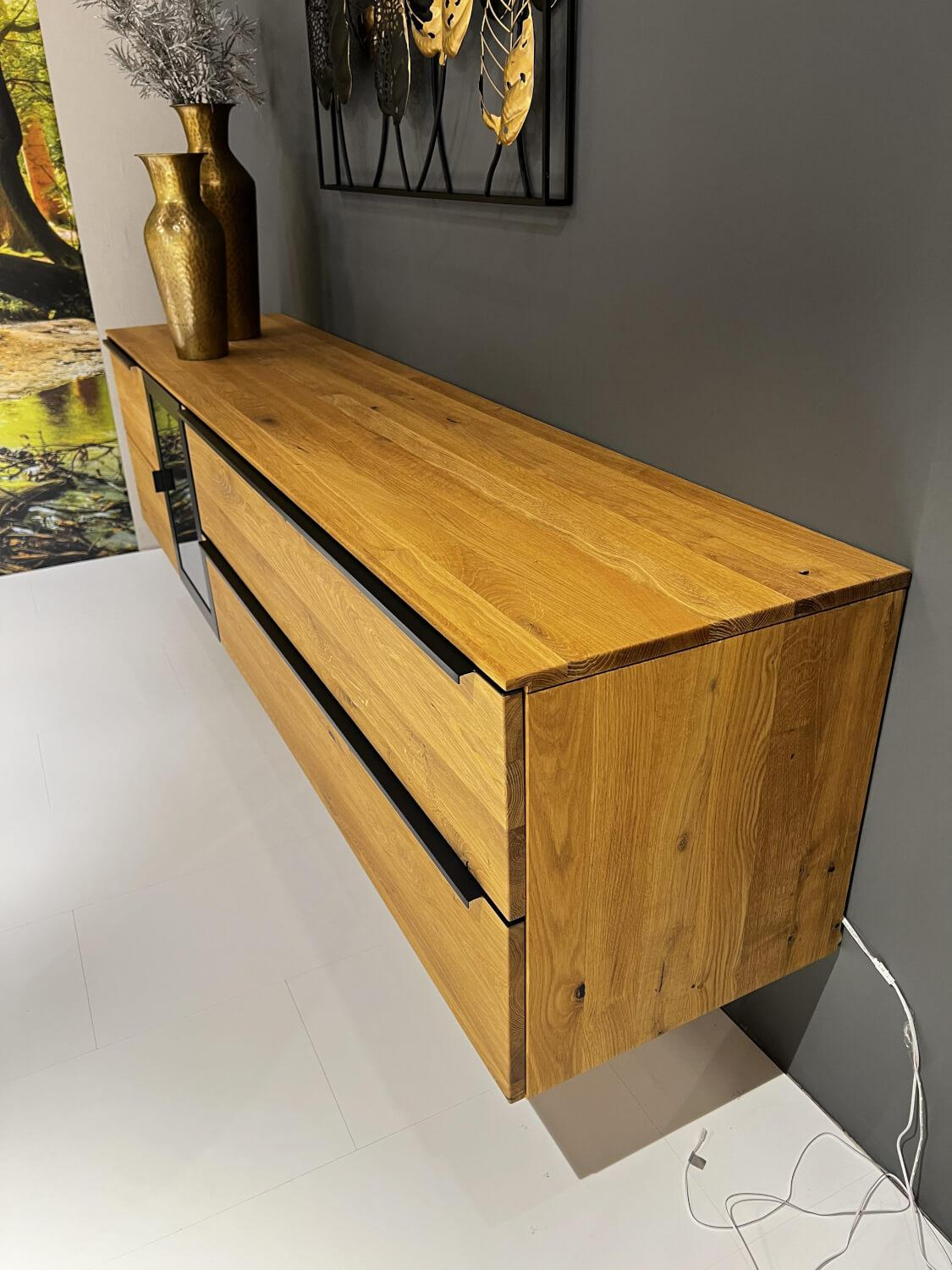 WK Wohnen - Sideboard Baristo WK 490 Hängend Asteiche Natur Rahmen Metall Schwarz Mit Beleuchtung - 4