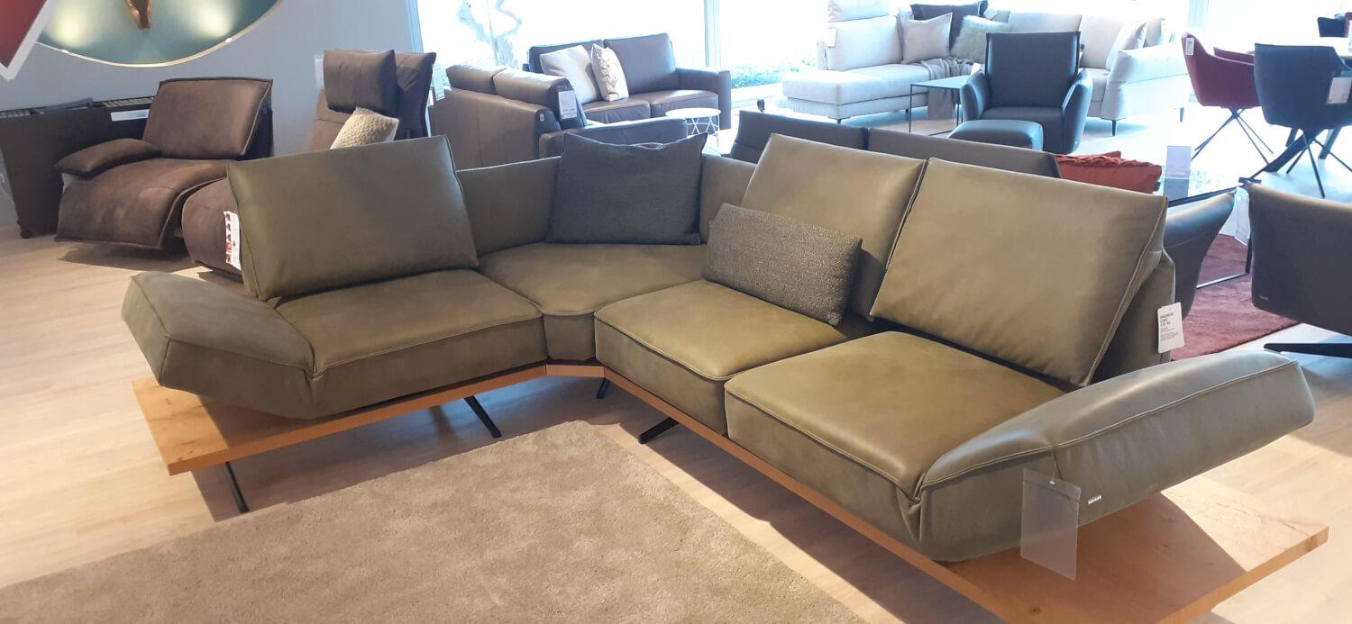 Koinor - Ecksofa Phoenix Leder A Verde Grün Füße Schwarz mit Drehfunktion - 2