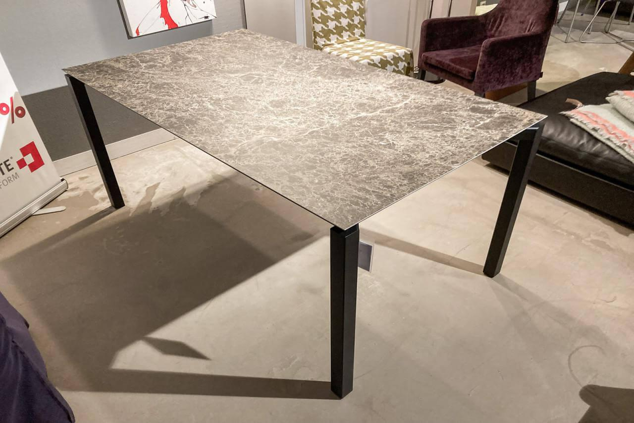 Mobitec - Esstisch Terra Platte MDF Auflage Keramik Emparador Grau Gestell Metall Schwarz - 3