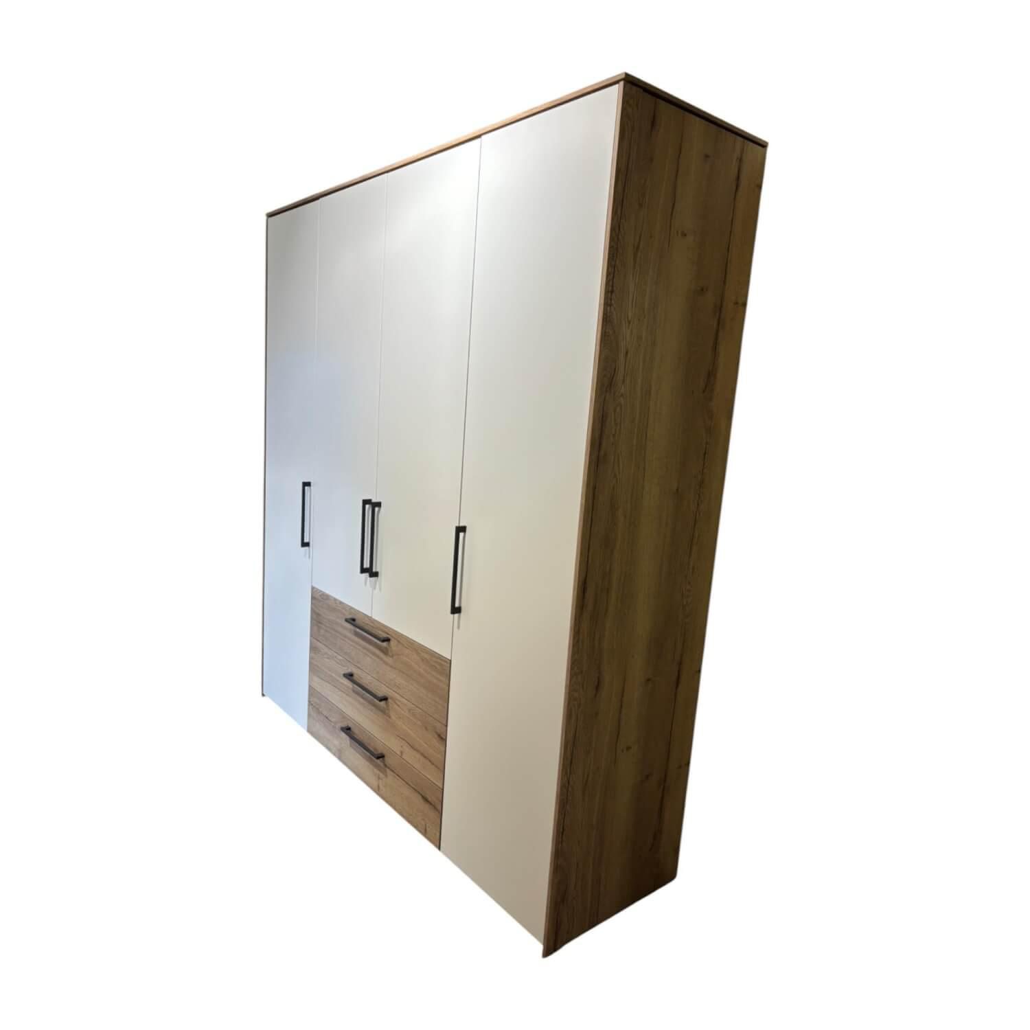 Musterring - Kleiderschrank Airline 100 Front Lack Bianco Weiß Matt Korpus Eiche Silea Griff 341 Schiefergrau Grau - 1