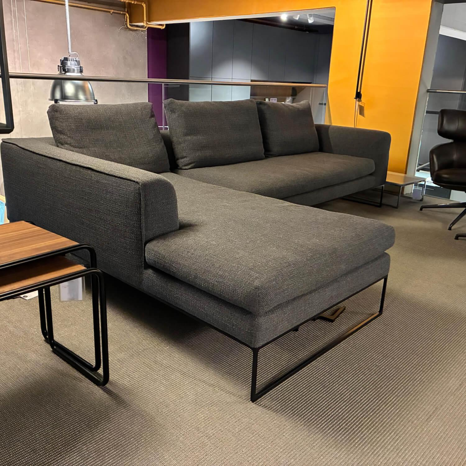 COR - Ecksofa Mell Lounge Edition 148001 Stoff 5016 Mittelgrau Metallgestell Schwarz Pulverbeschichtet - 4