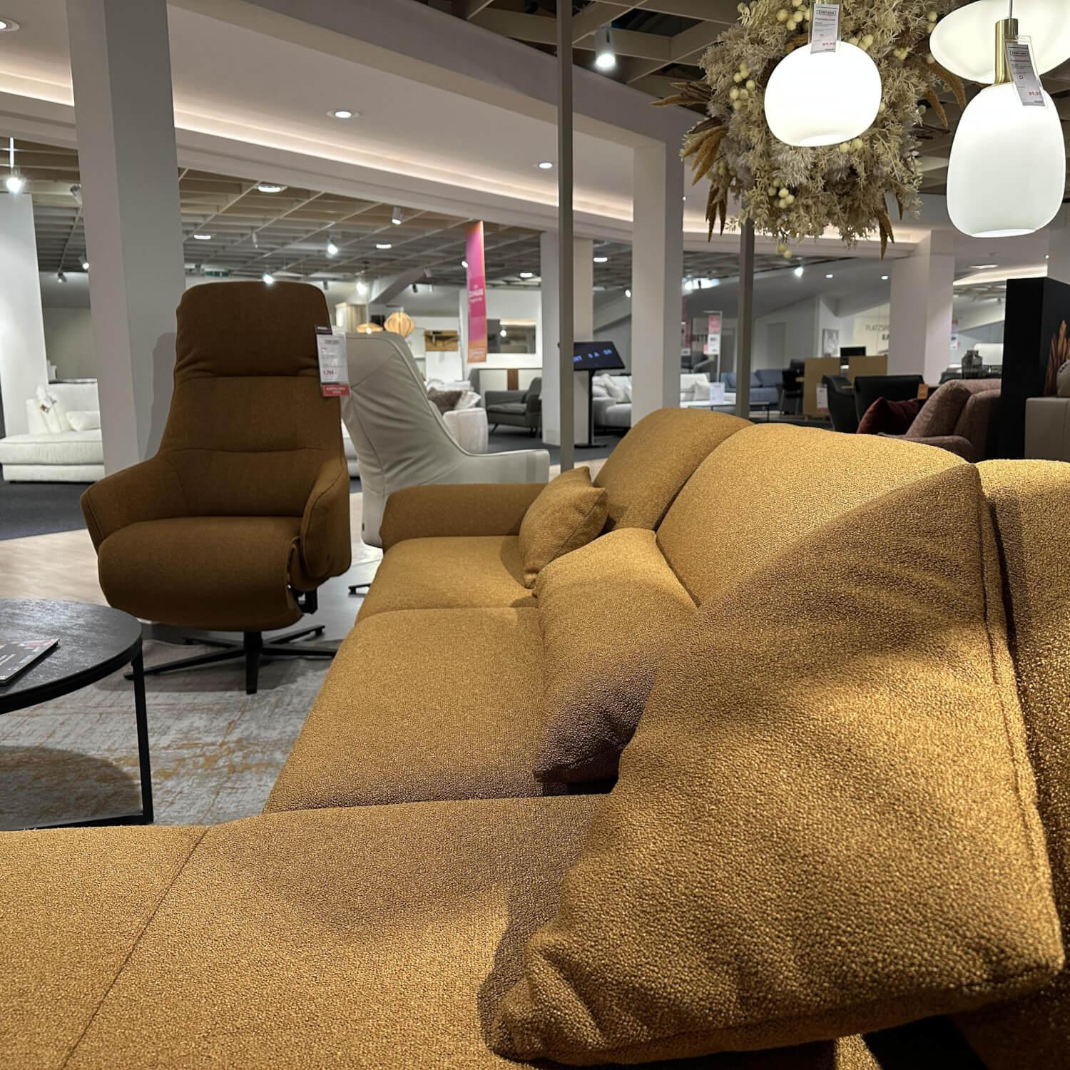 himolla - Sofagarnitur Sofa 1462 Sessel 7364 Large Stoff Q2Loop Chips Gelb Metallfuß Anthrazit Sessel Mit Herz-Waage-Funktion - 3