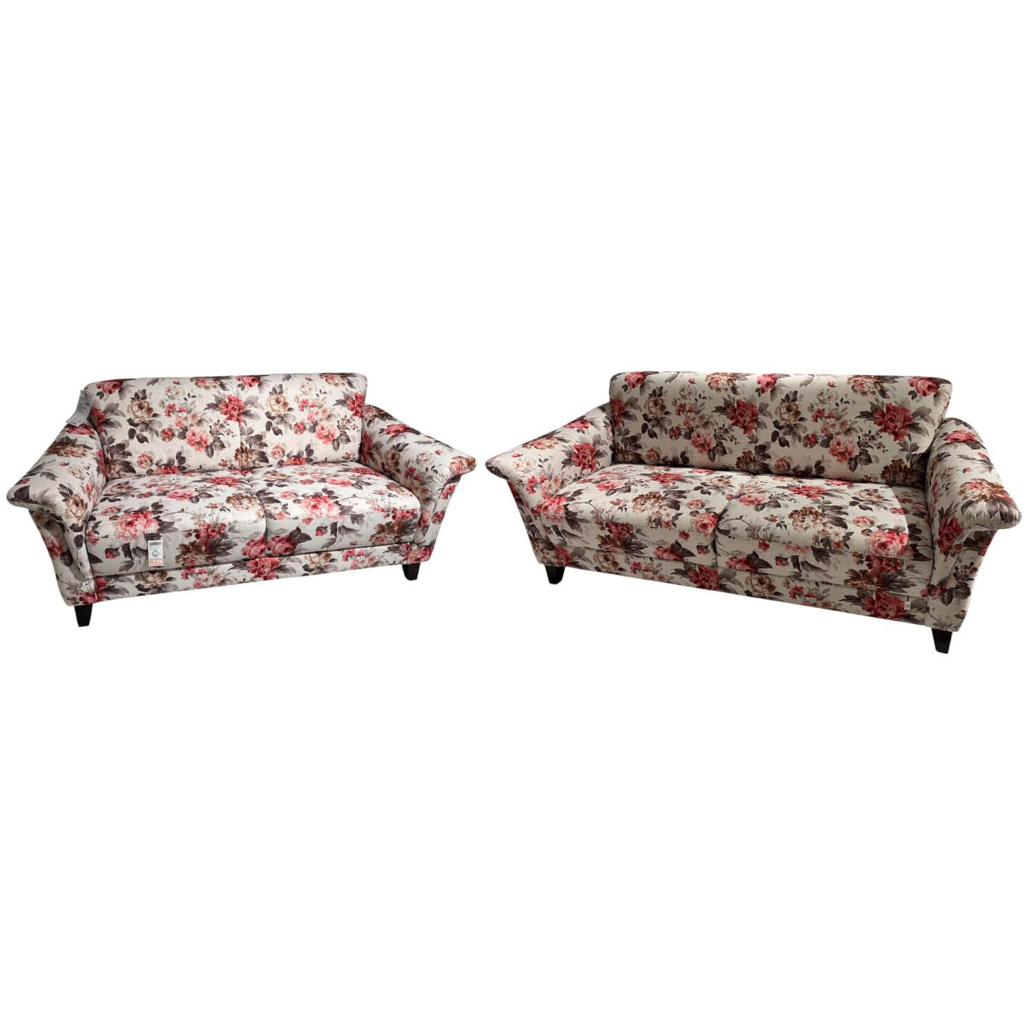 Ponsel - Garnitur Providence Stoff 730 11 Gemustert Holzfuß 2 Sofas - 1
