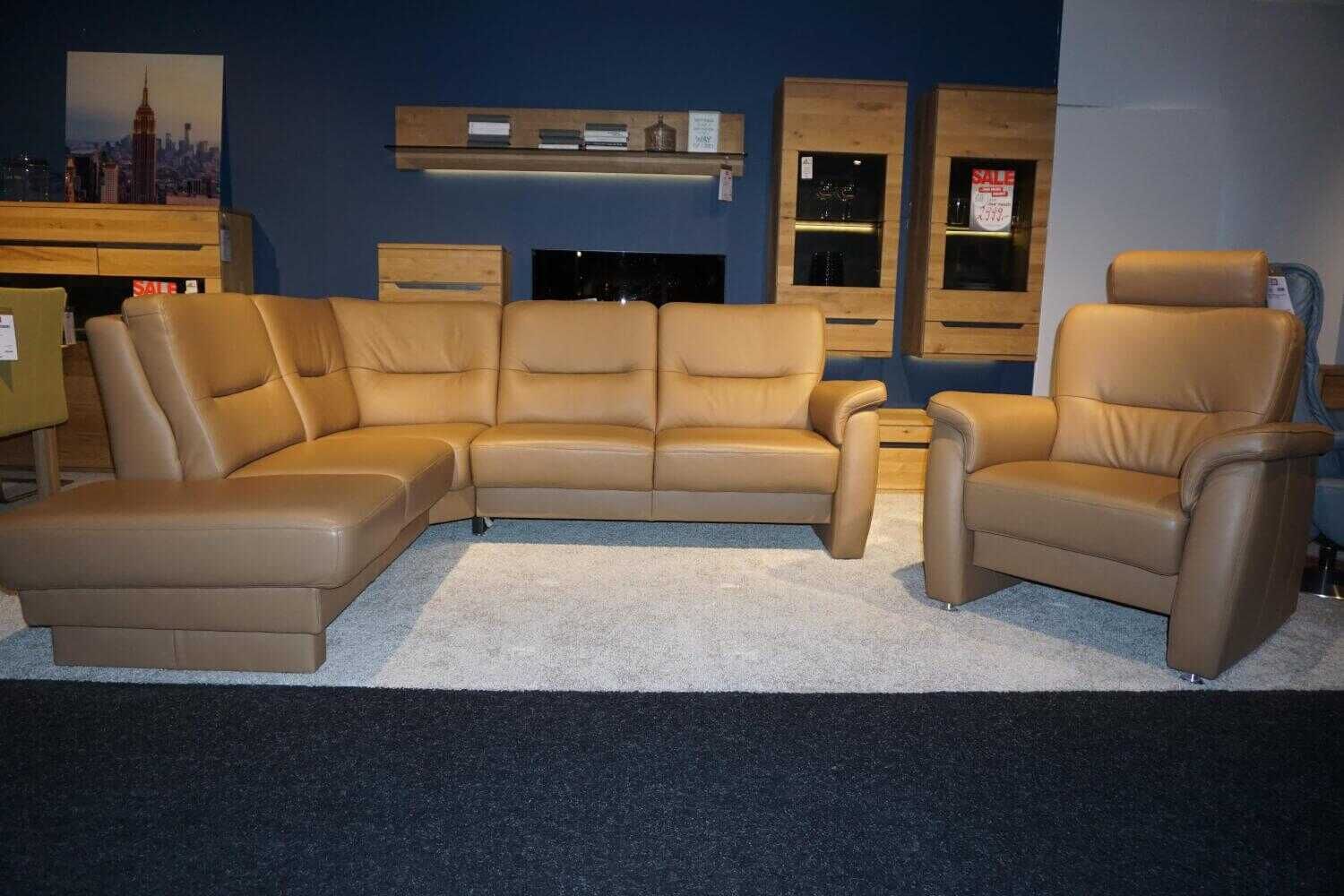 Arco - Garnitur Linea Comfort Ansbach Leder Braun Ecksofa Sessel - 2