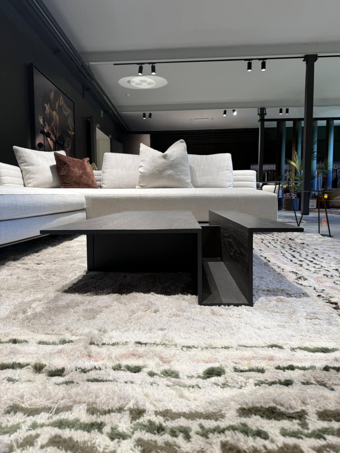 Living Divani - Couchtisch Grek Massivholz Steineiche Holzkohle Gebeizt Gestell Lack Matt - 4