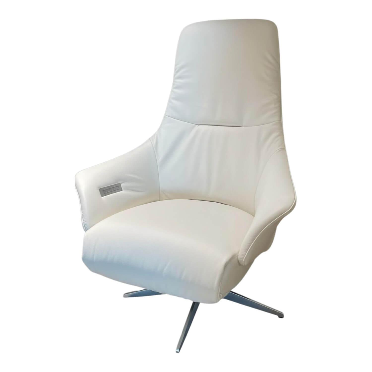 Paul Lindberg - Relaxsessel Luci - PL Leder Runner 9110 Weiß Gestell Edelstahl - 1