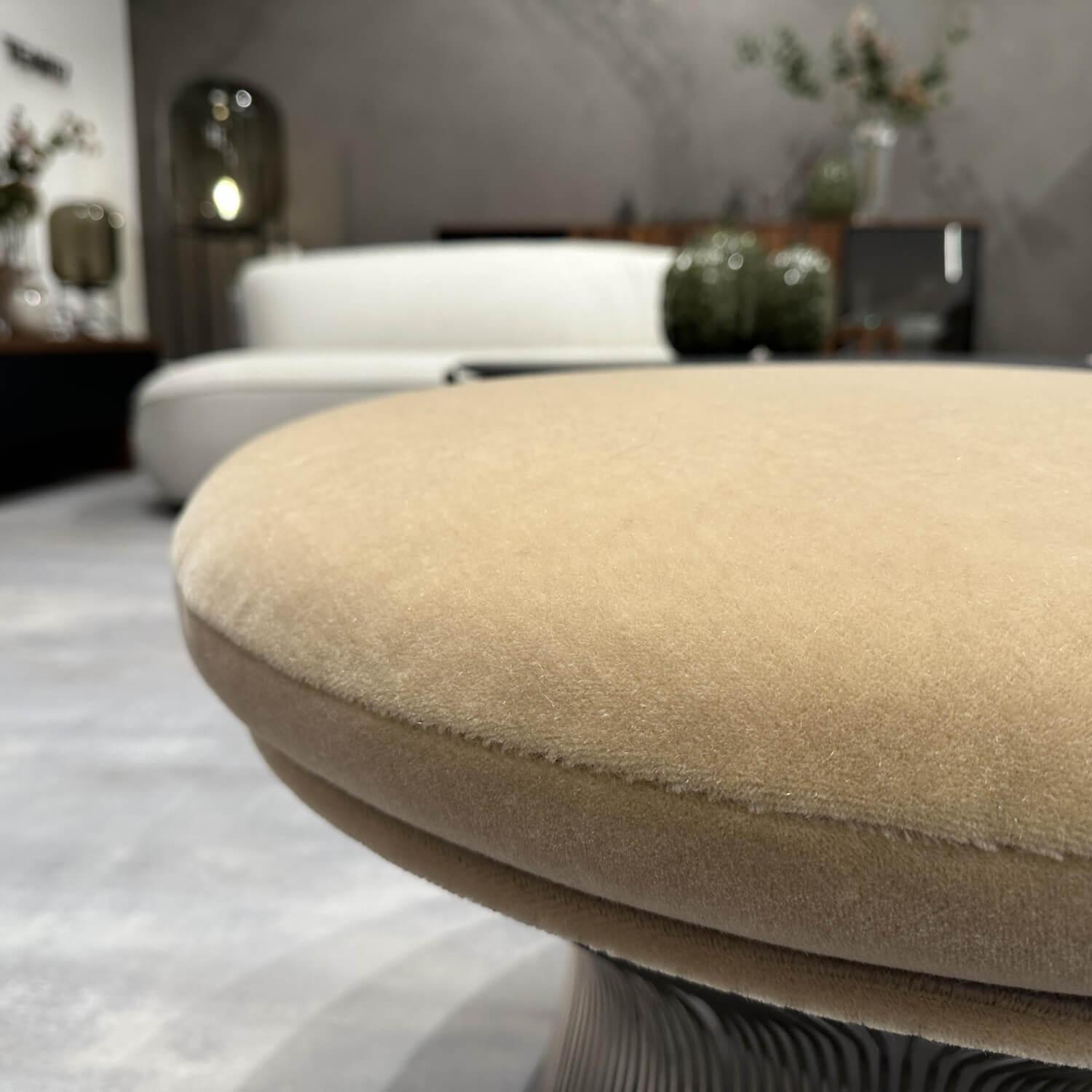 Knoll International - Hocker Platner Stoff Velvet Palomino Braun Beige Gestell Nickel Poliert - 3