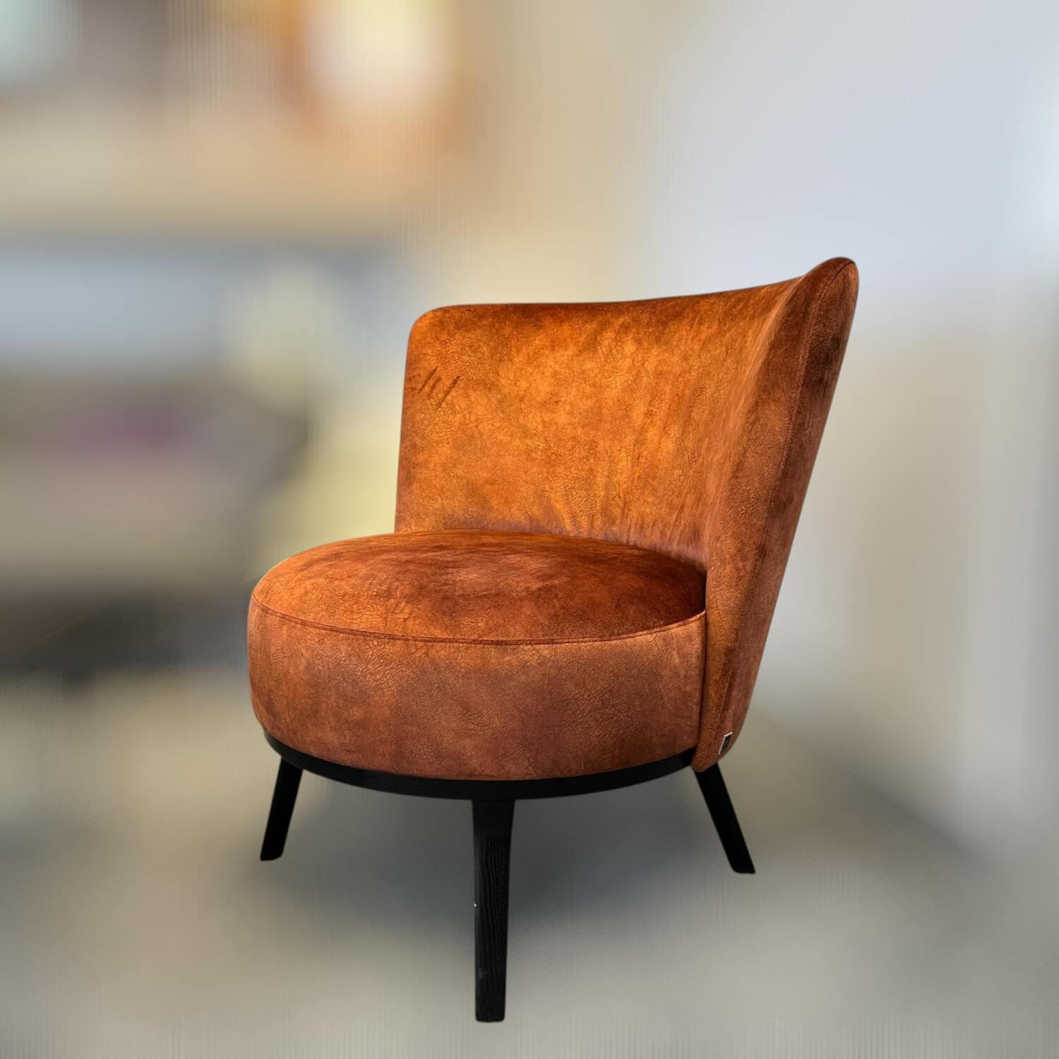 Bielefelder Werkstätten - Cocktailsessel Polo Stoff Pistoia Velvet CA1292/061 Orange Gestell Holz Wengefarben - 7