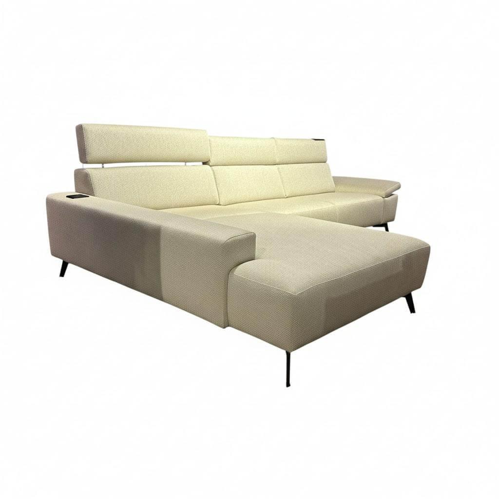 SEDDA - Wohnlandschaft Diva Stoff Liverpool Natur 16 Beige Fuß Aluminium Schwarz Matt Mit Wärmesystem - 1