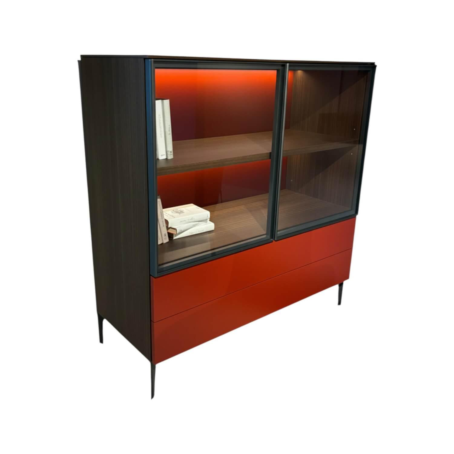 Molteni & C - Highboard 505 UP Korpus Lack Eukalyptus Braun Front Und Rückwand Lack Rubinrot Rot - 1