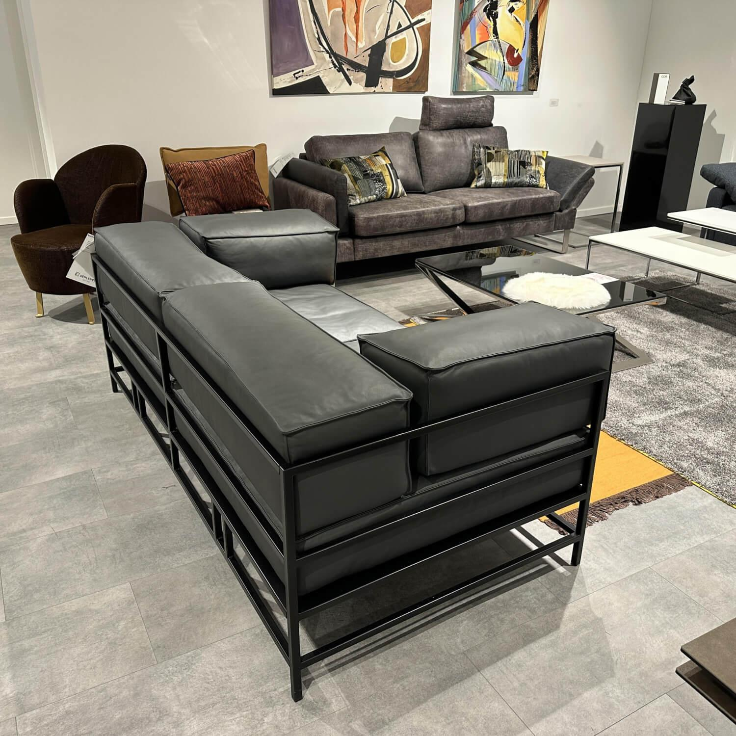 Brühl - Sofa Easy Pieces 2 Leder La Plume 5663 99 Anthrazit Rahmen Schwarz Pulverbeschichtet - 4