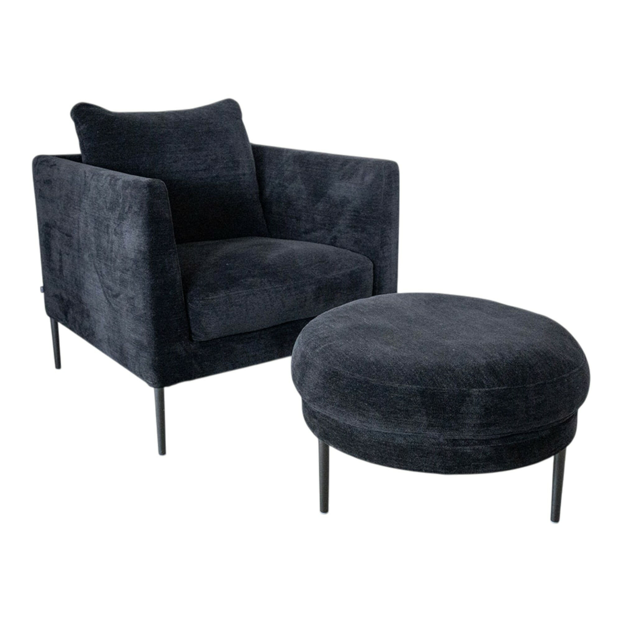 COR - Sessel Pilotis Stoff 8147 Schwarz Füße Schwarz mit Hocker - 1