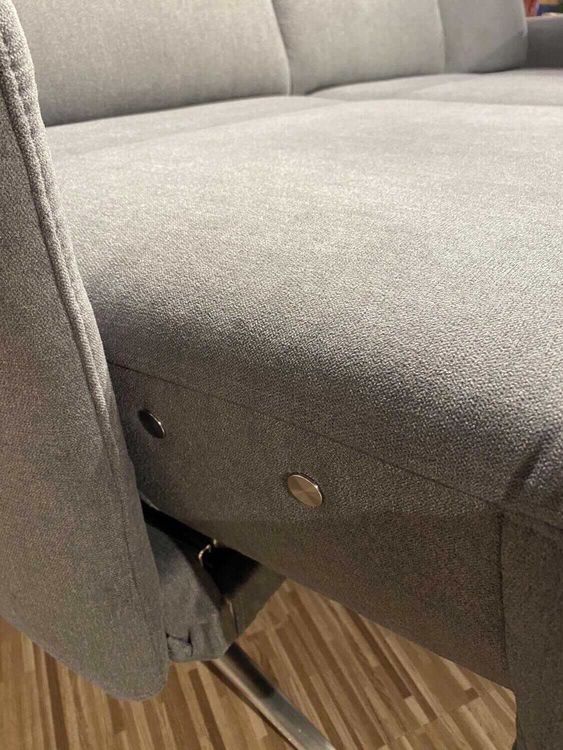 Steinpol - Ecksofa Angelo Stoff Olympia Clean Grau mit Kopfstütze - 18