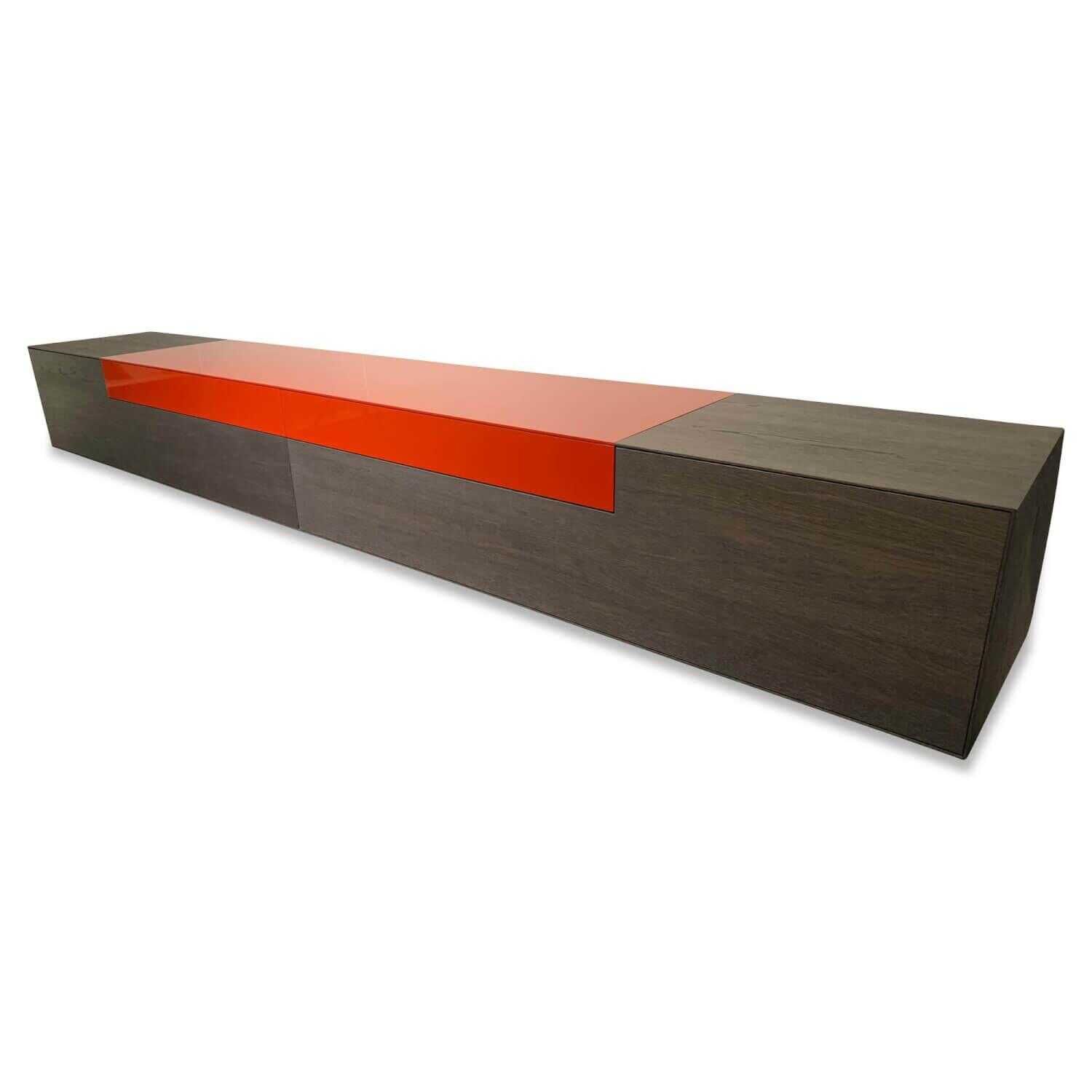 Hänge-Sideboard Nex Box Holz Grau Rot Lack