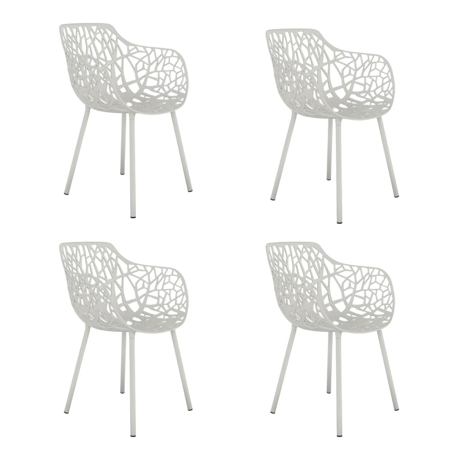 Fast - 4er-Set Stuhl Forest Dining Armchair White Weiß Aluminium - 1