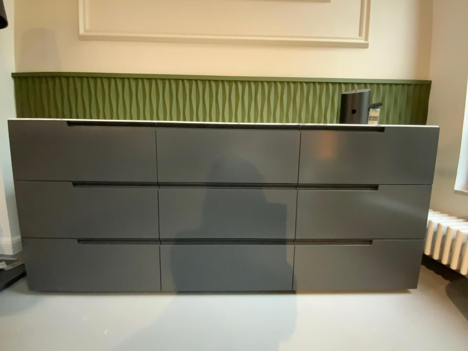 Interlübke - Sideboard Mell Mattlack M21 Anthrazit Abdeckplatte Marmor Arabescato Corchia Weiß Glänzend Mit Schubkästen - 5