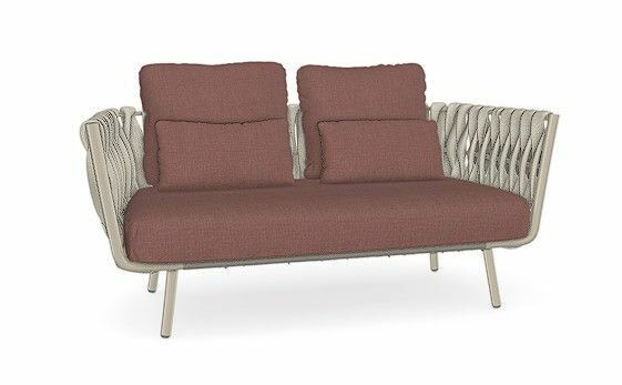 Tribù - Sofa Tosca Stoff Mushroom E103 Rot Braun Bespannung Tricord Und Textilene Linen 10 Grau Gestell Stahl Grau Pulverbeschichtet - 1