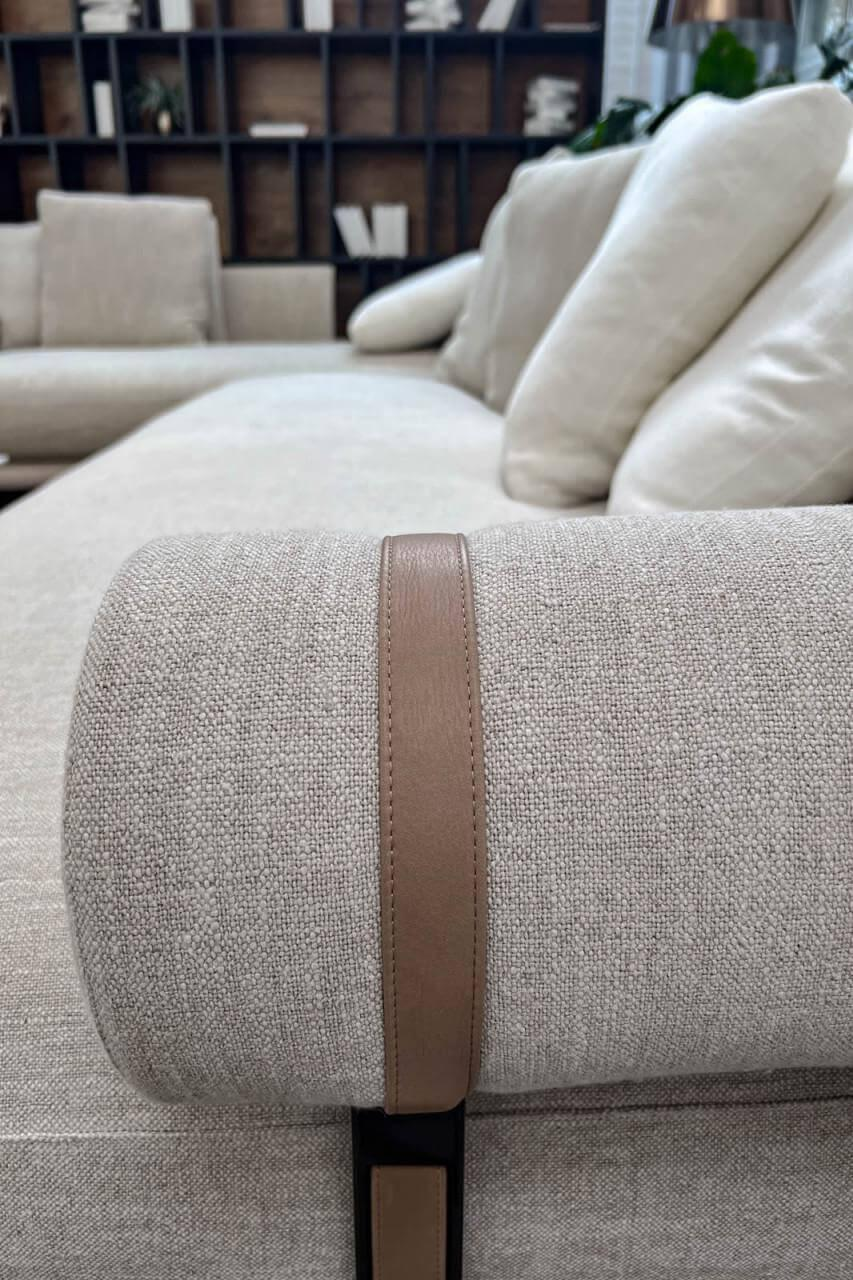 B&B Italia - Ecksofa Noonu Stoff Naturfarbend Gestell Schwarz Verchromt Matt - 3