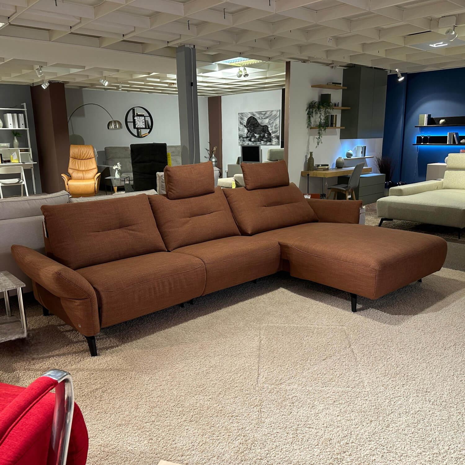 Global - Ecksofa Bahia Stoff S GFI154 08 Rot Braun Fuß S342 Schwarz Inklusive Nackenstütze - 6