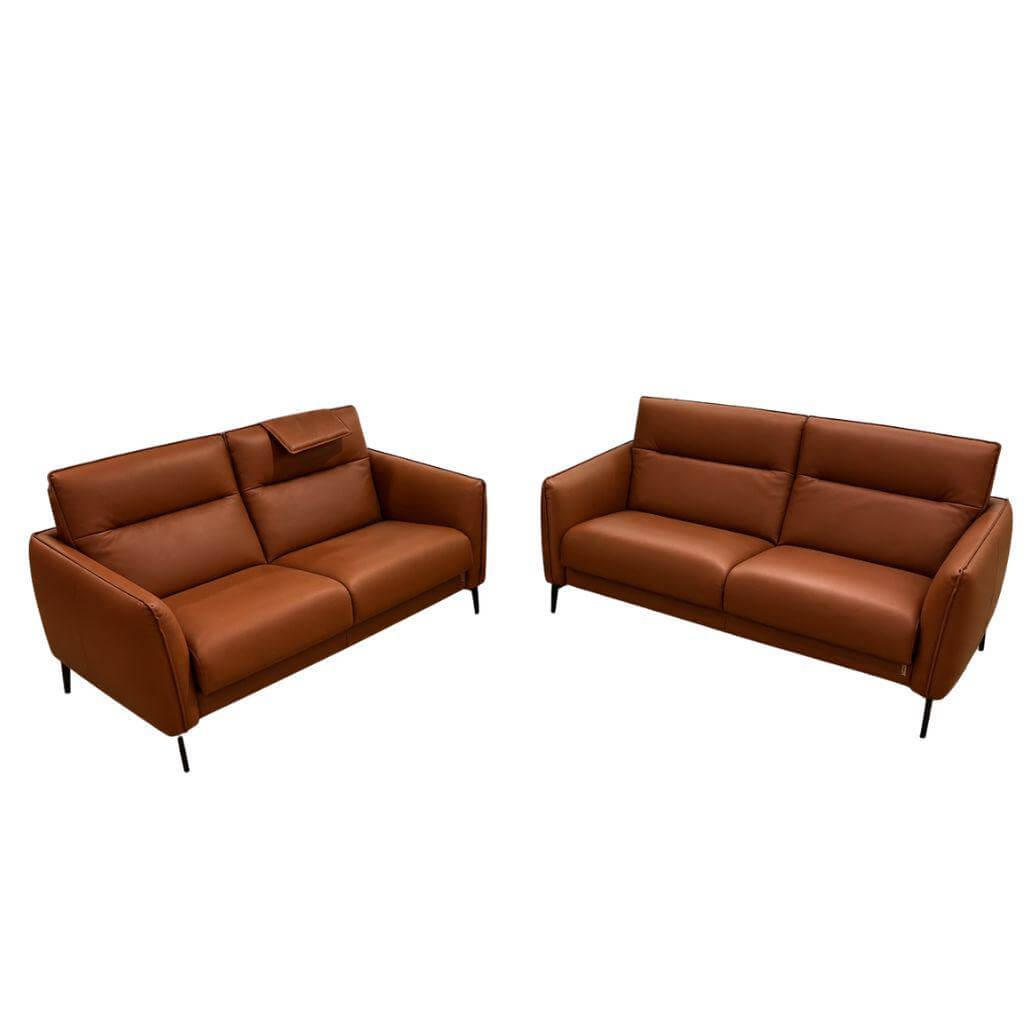 Erpo - 2er-Set Polstergarnitur Ancona Leder Tabac 250.850 Braun Füße Metall Schwarz Matt - 1