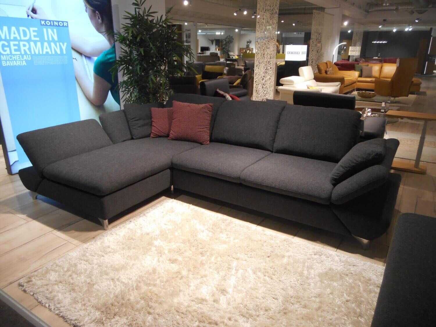 W. Schillig - Ecksofa 15278 Stoff SK50 Schwarz mit Hocker und 2 Kissen - 7