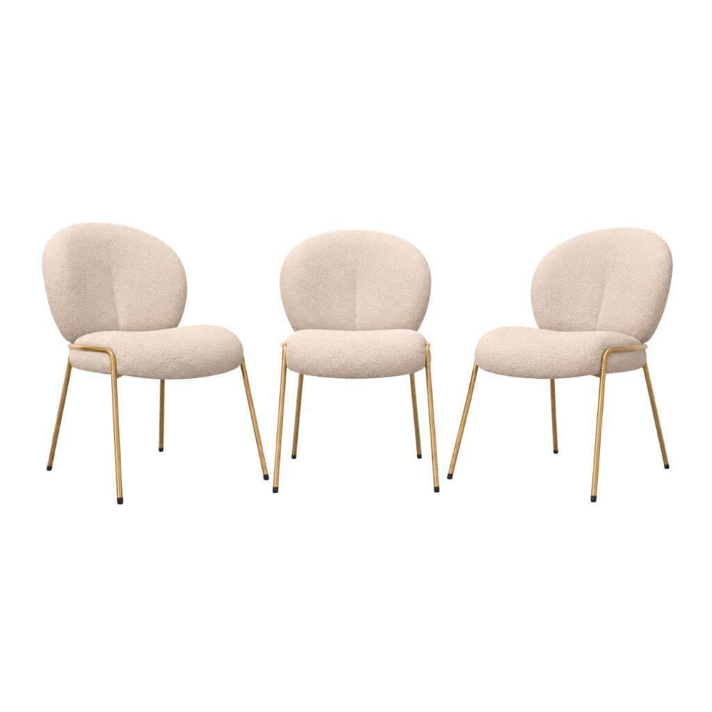 Freifrau - 3er-Set Stuhl Nana Stoff Nimbus Nude Rosa Beige Gestell Stahl Messing - 1