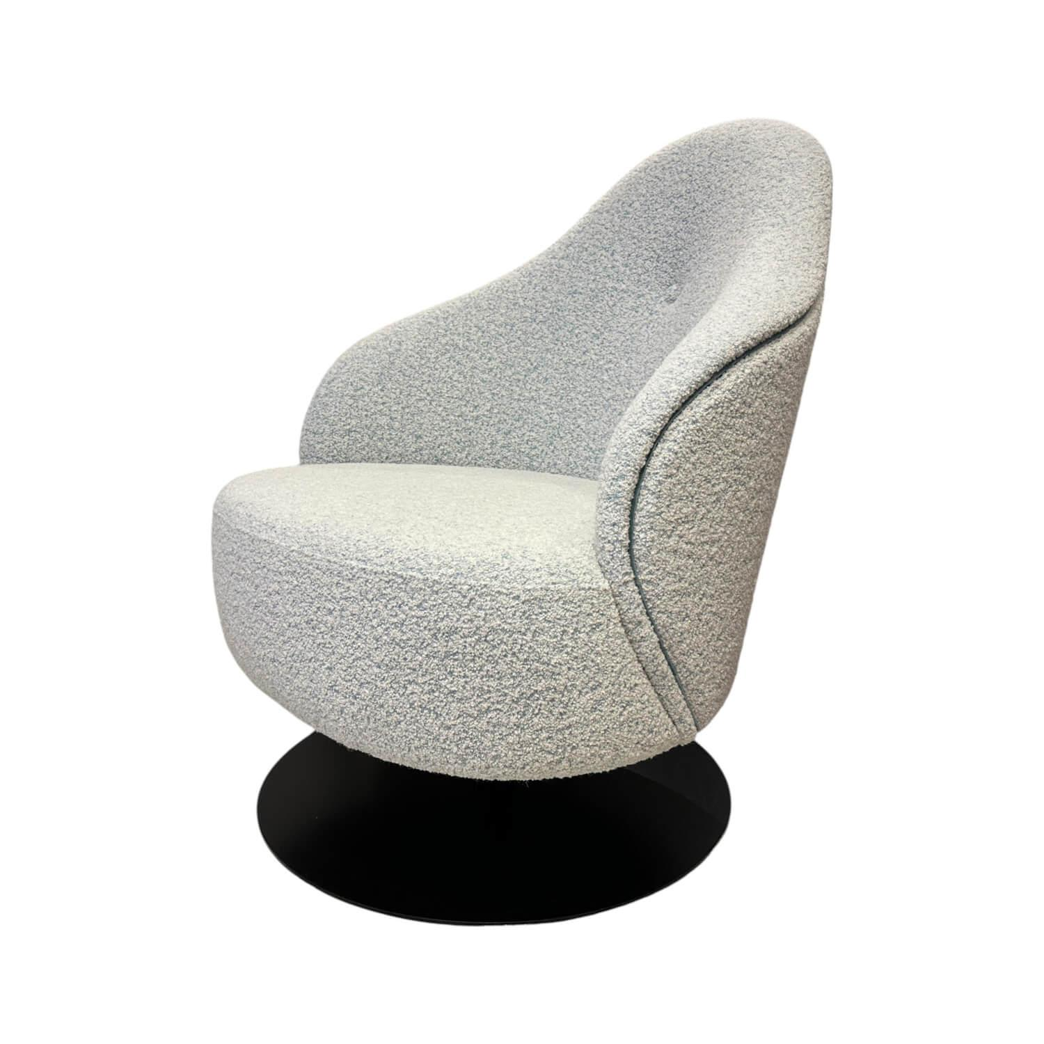 Werther - Sessel Salon Filippo Uecher Stoff Scapigliata 80 Seafoam Beige Blau Drehteller Schwarz - 1