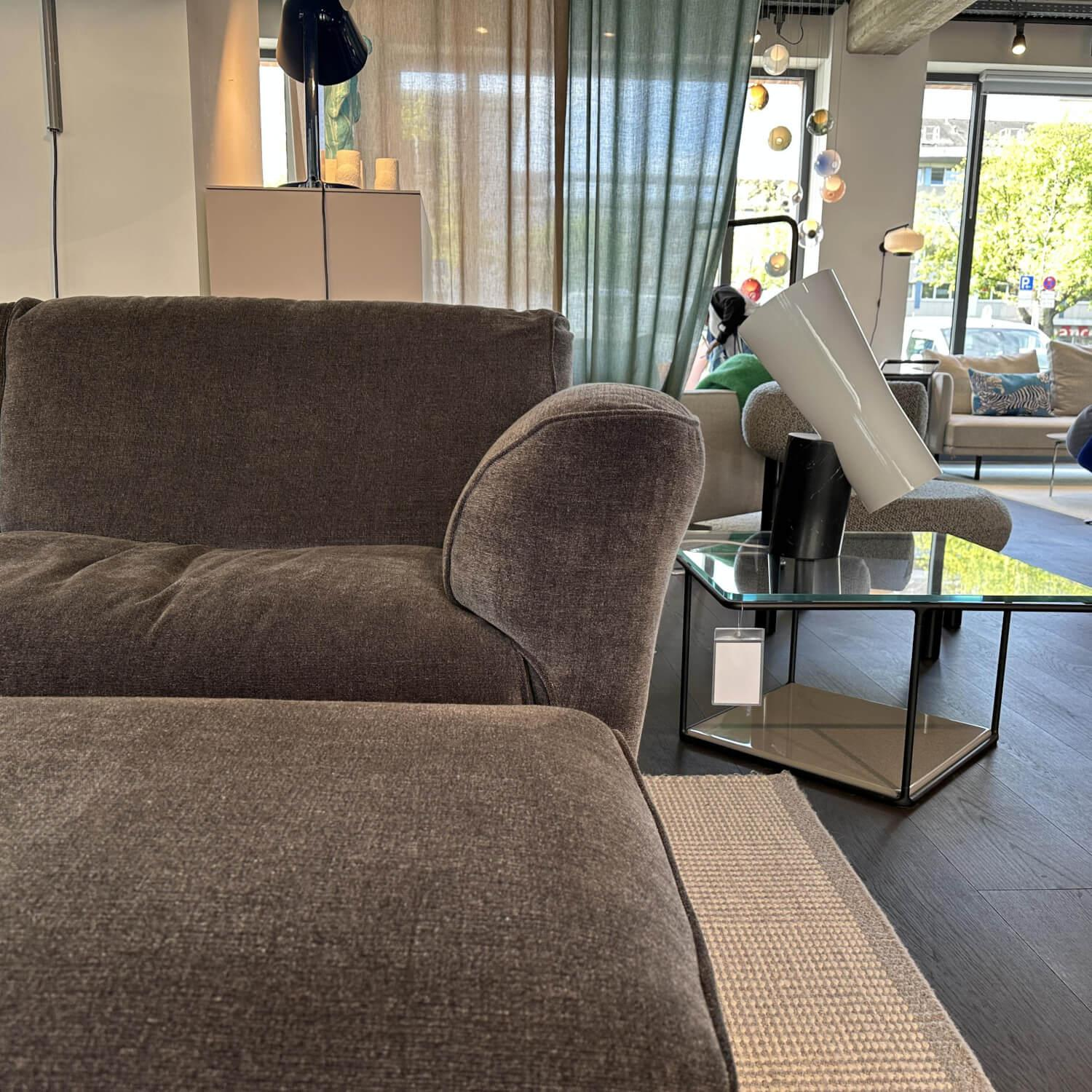 Edra - Sofa Grande Soffice Stoff Tessto 8568 Grau Füße Schwarz inkl. Hocker - 3
