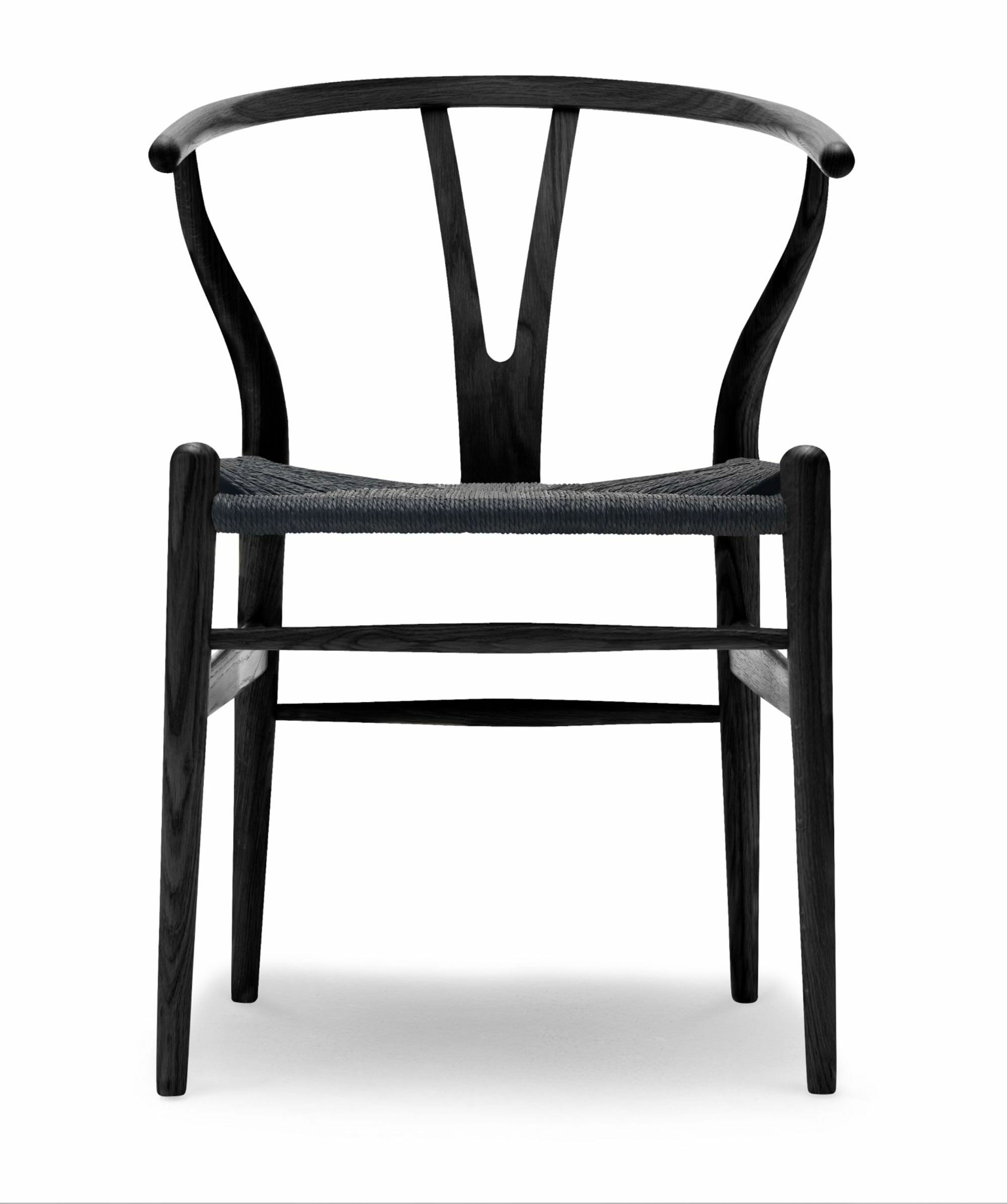 Carl Hansen & Søn - Stuhl Y Chair CH24 Eiche Lackiert Schwarz S9000 N Sitz Geflecht Schwarz - 1