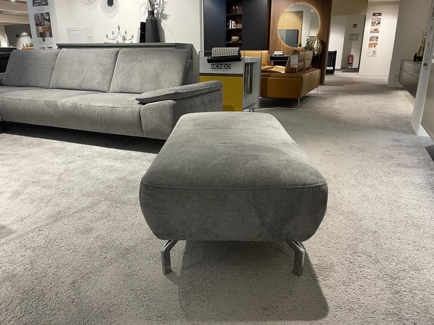 Musterring - Ecksofa MR 270 R Stoff Cyber Grey Grau Metallfuß Verchromt Inklusive Hocker - 10