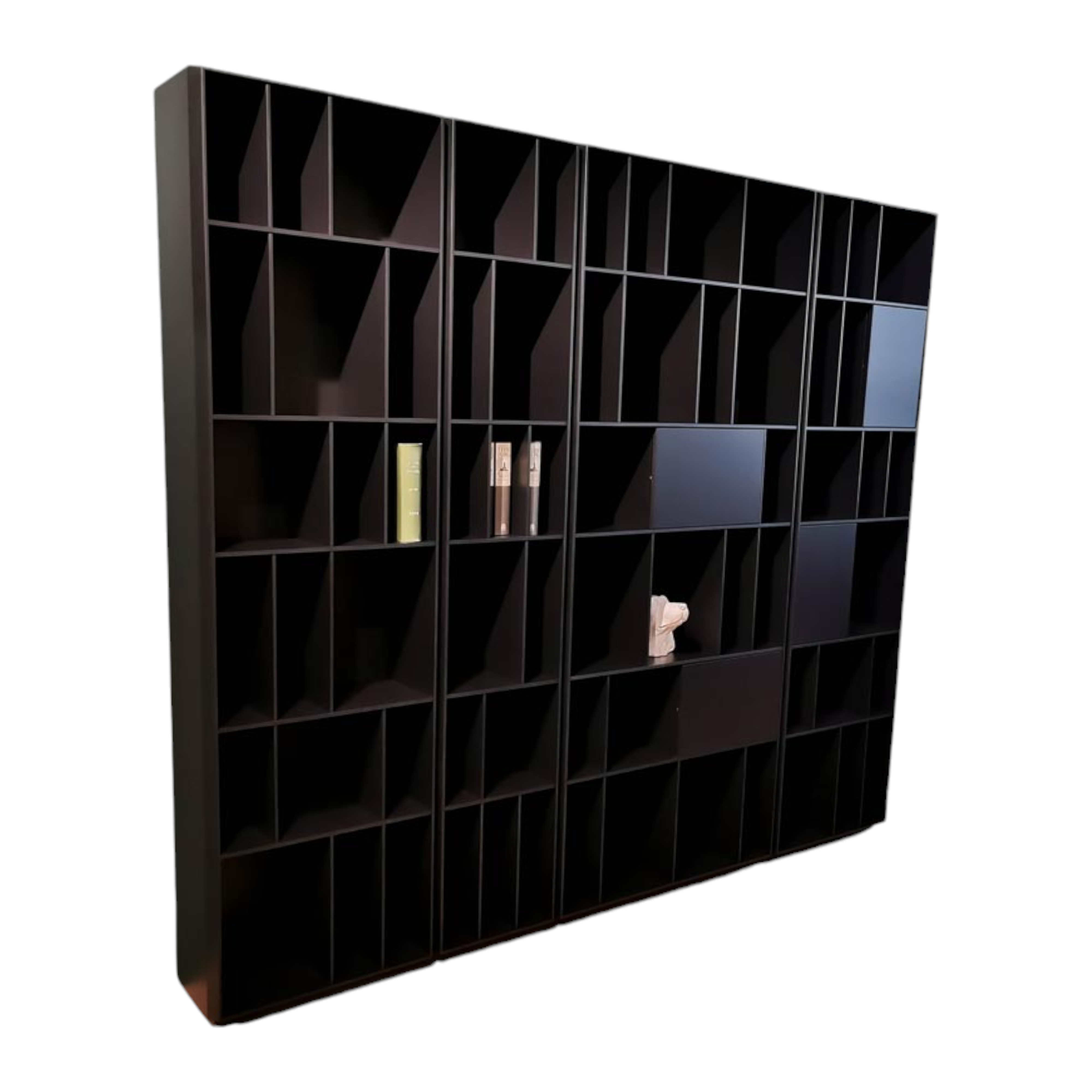 Piure - Wohnwand Flex MDF Mattlack P43 Coal Schwarz 250x216 - 1