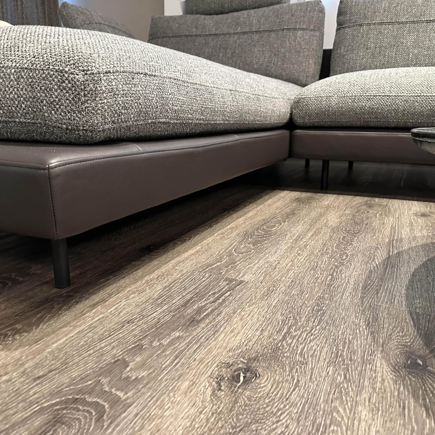 Rolf Benz - Wohnlandschaft Sina Stoff 26 387 Schwarz Grau Leder 38 105 Grau Braun Fuß Schwarz - 6