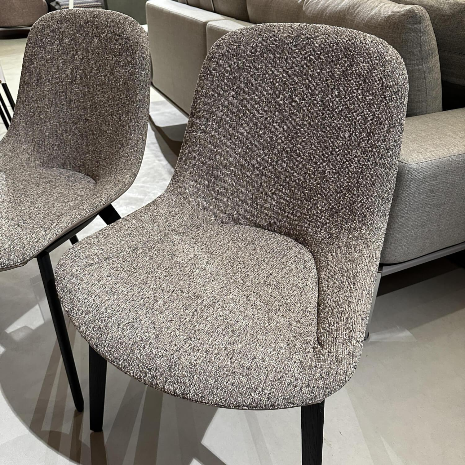 Walter Knoll - 2er Set Stuhl Sheru 1430 C Stoff Talent 10787896 Grau Rücken Leder Rodeo Soft 1417 Pebble Grau Braun Füße Eiche Alurahmen Schwarz - 10