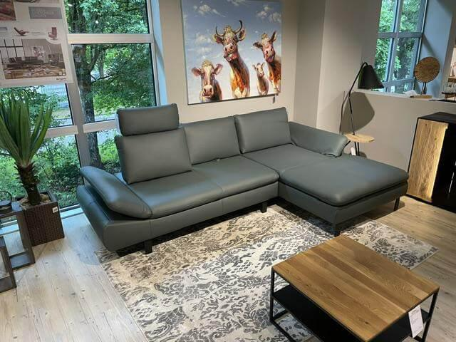 Activineo - Ecksofa Bergamo Leder W2 Opal Grün Gestell Schwarz - 5